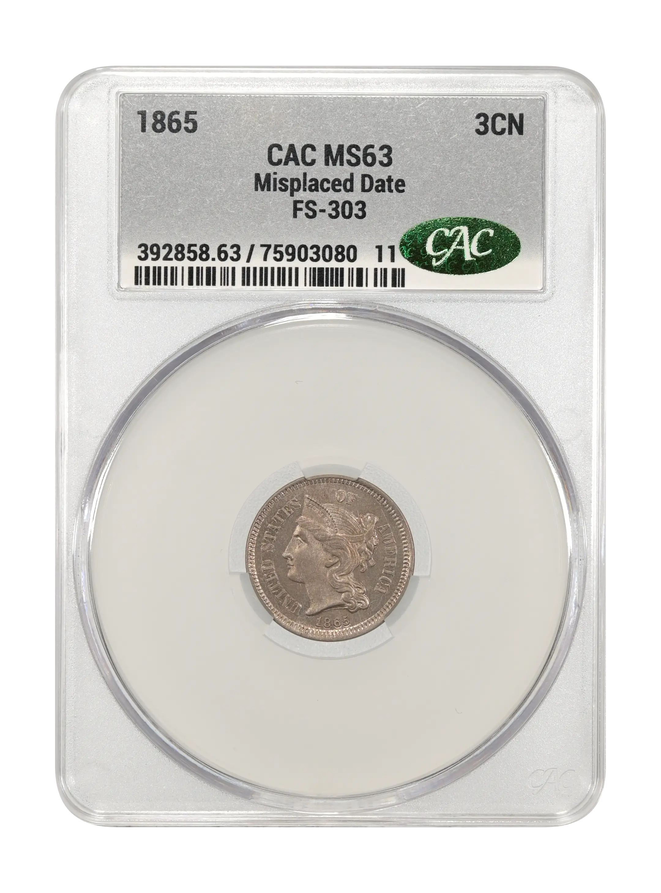 1865 3cN Misplaced Date, FS-303 MS thumbnail 3