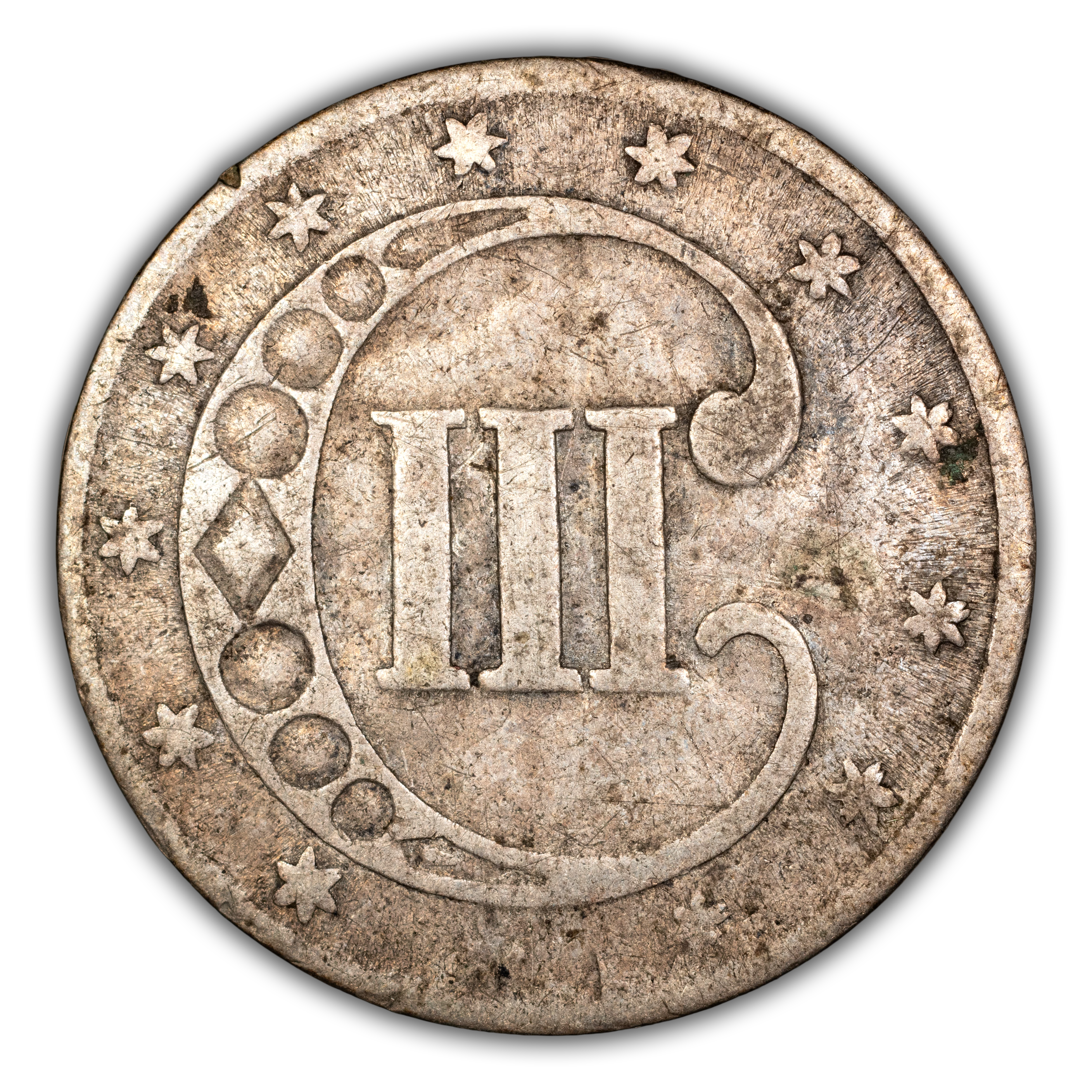 1852 3cS Doubled Die Reverse, FS-801 MS thumbnail 2