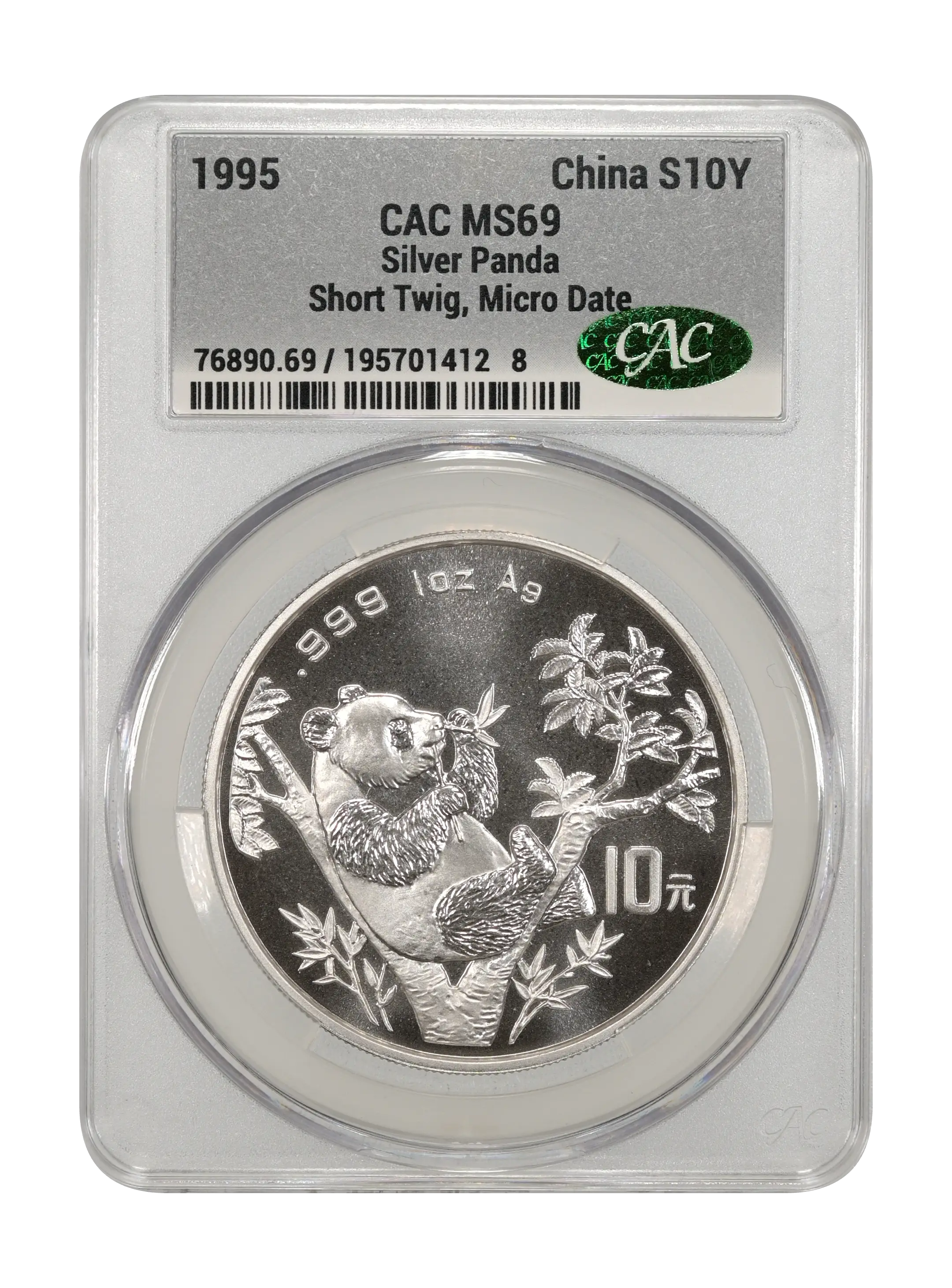 1995 S10Y 1oz Silver, Panda, Micro Date MS