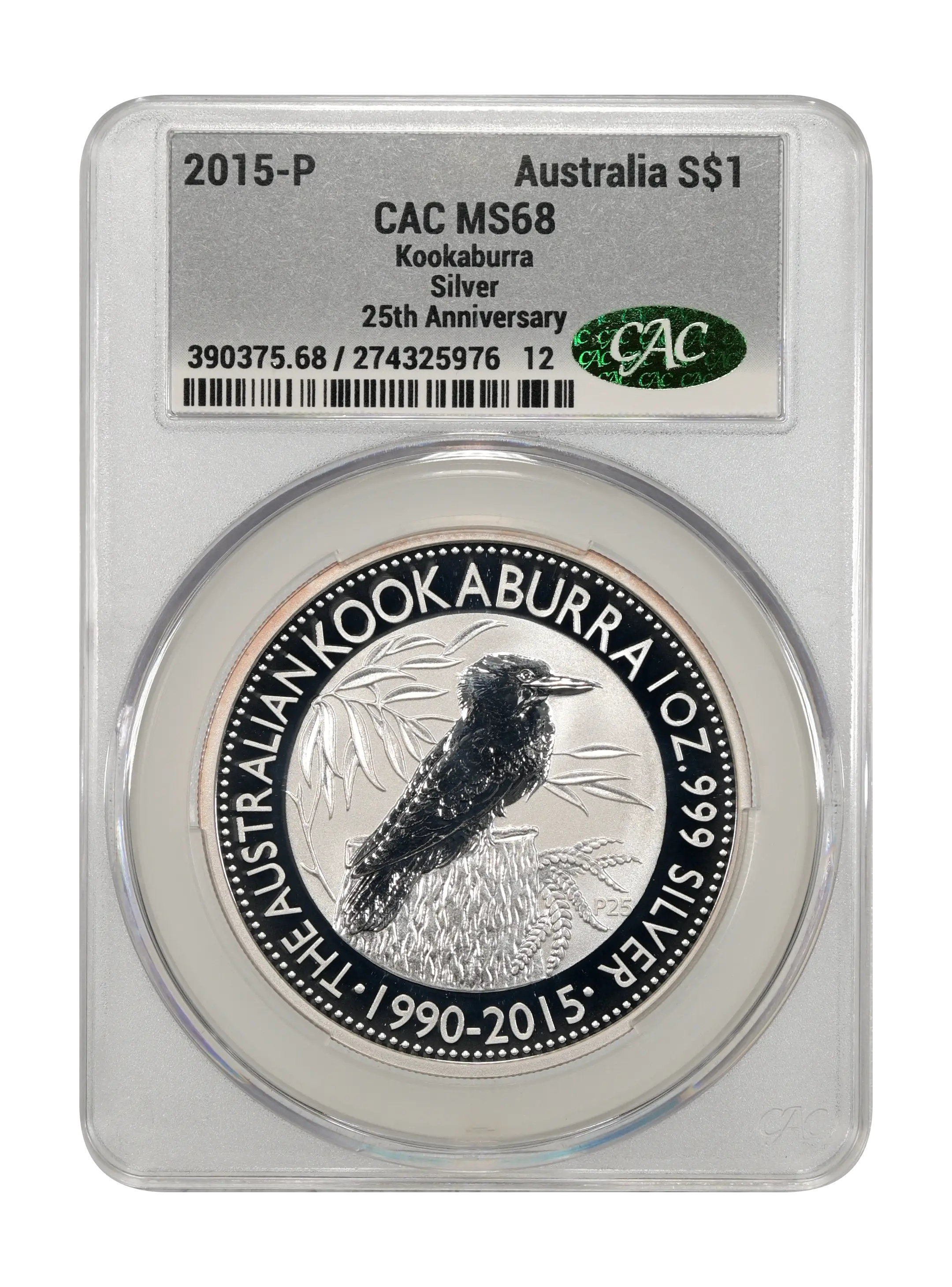 2015-P S$1 1oz Silver, Kookaburra MS thumbnail 4