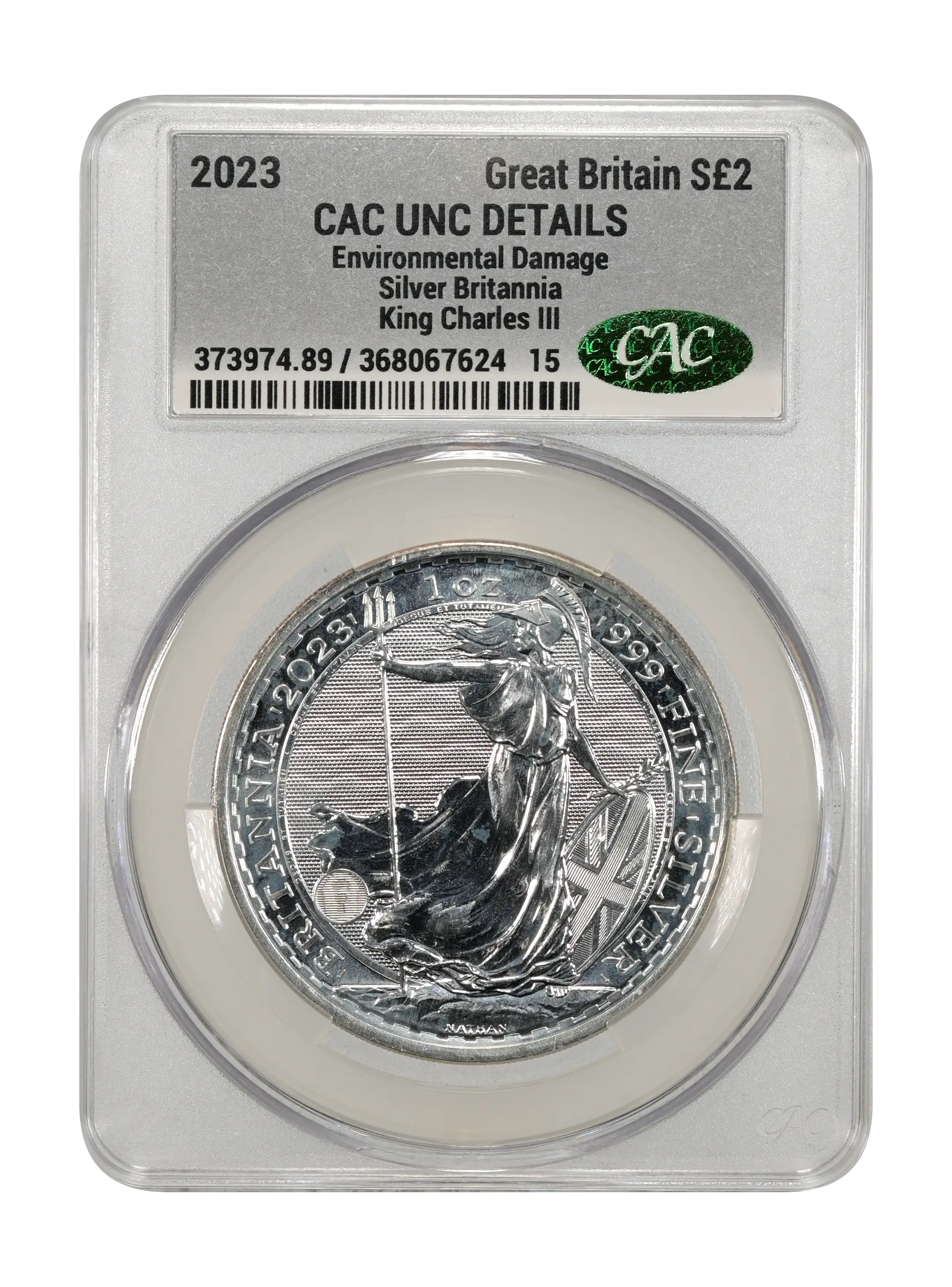2023 S£2 1 oz Silver, Britannia, King Charles III MS thumbnail 3