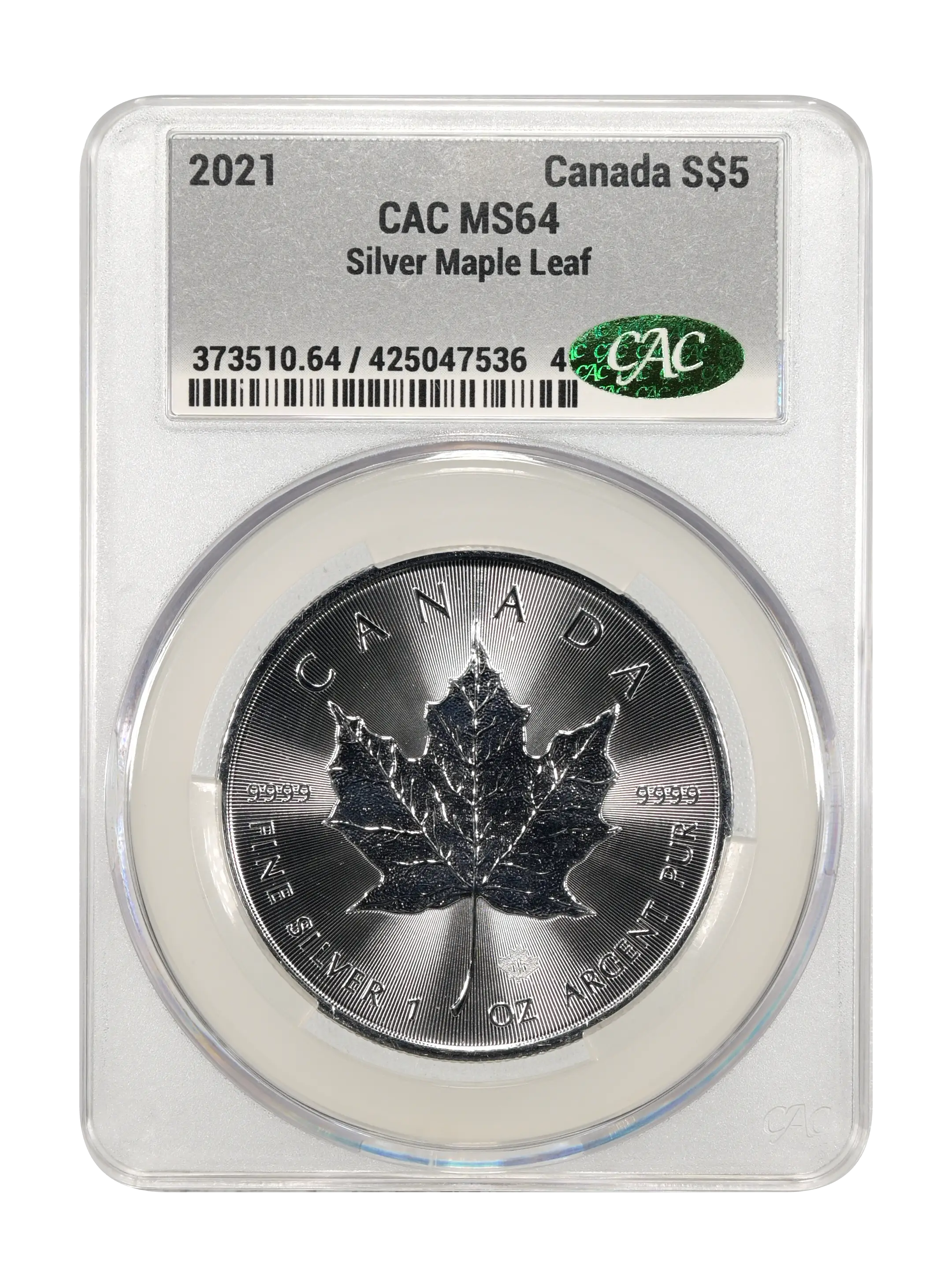 2021 S$5 1oz Silver, Maple Leaf MS thumbnail 3