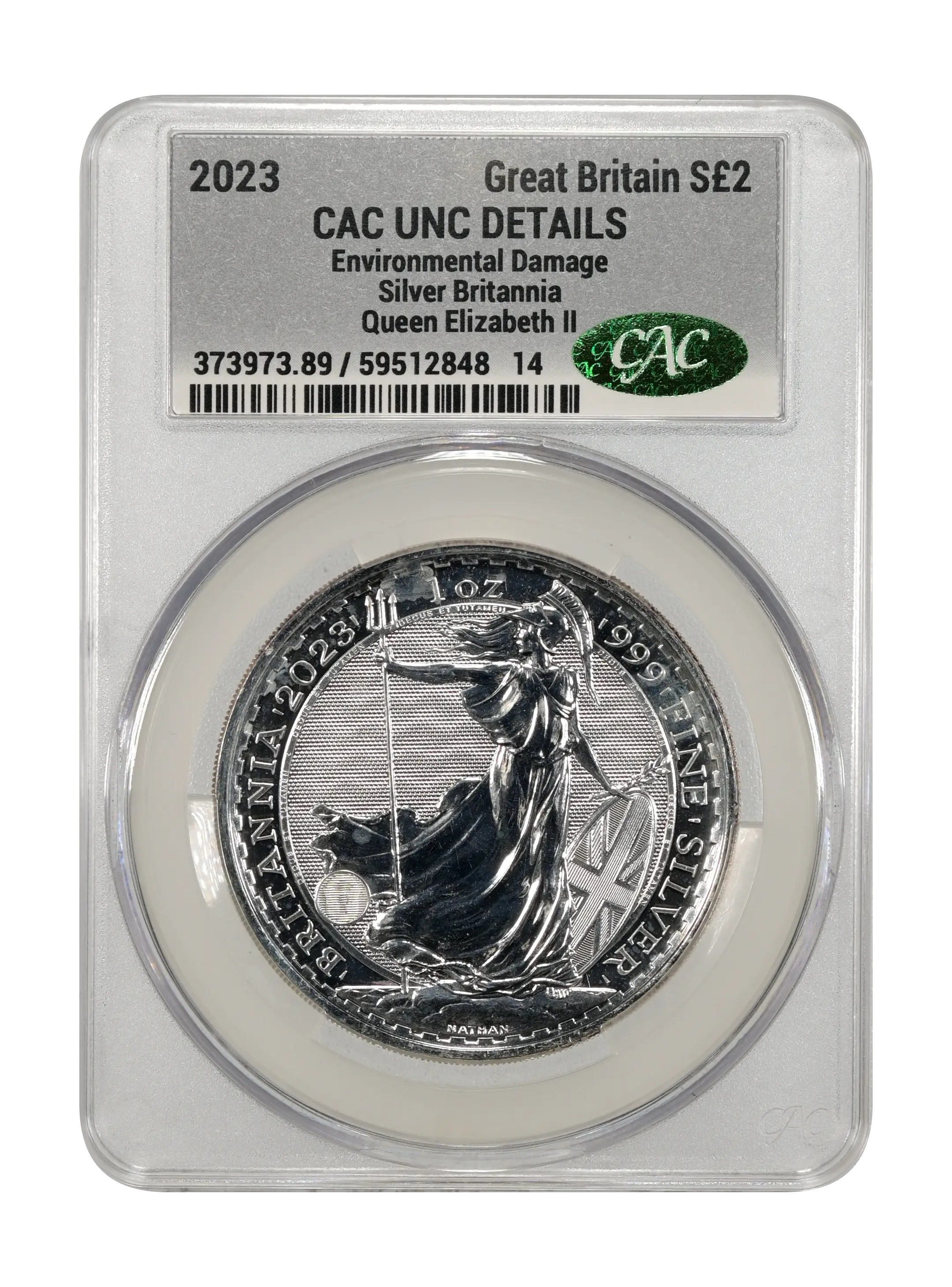 2023 S£2 1 oz Silver, Britannia, Queen Elizabeth II MS thumbnail 4