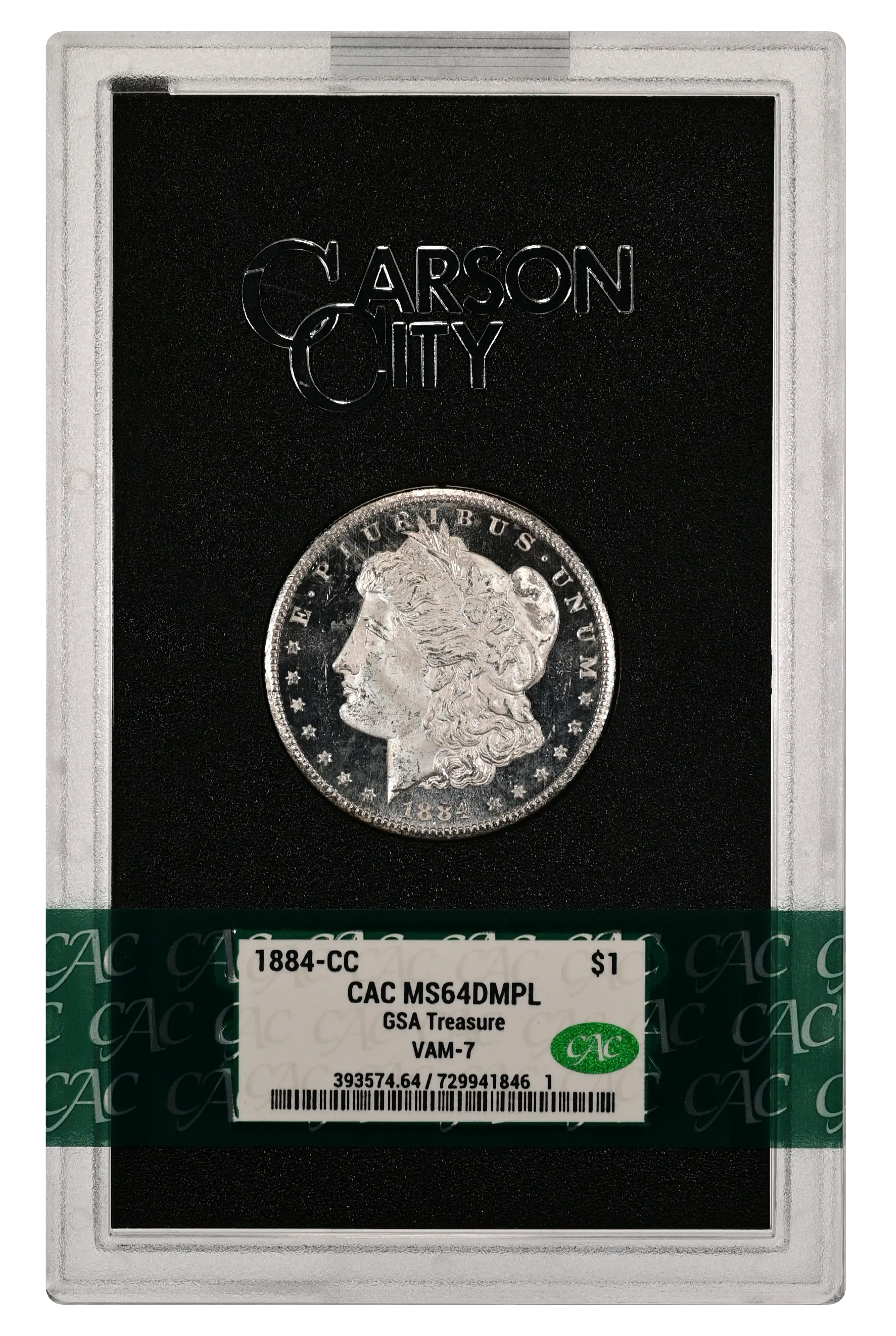 1884-CC $1  GSA Hoard, Die Gouge Cheek, VAM-7 MS DMPL thumbnail 3