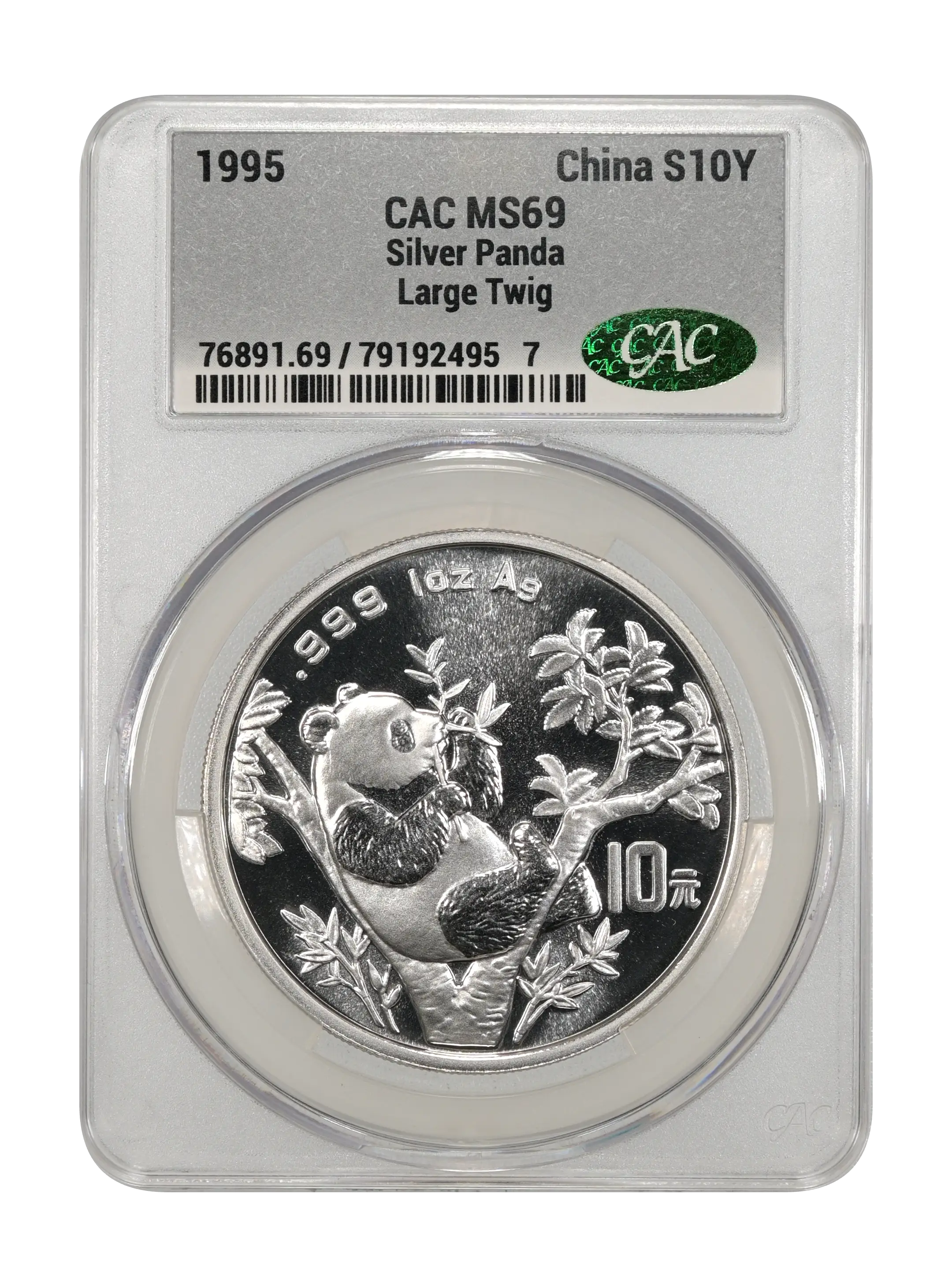 1995 S10Y 1oz Silver, Panda, Large Date MS (PAN248A) thumbnail 3