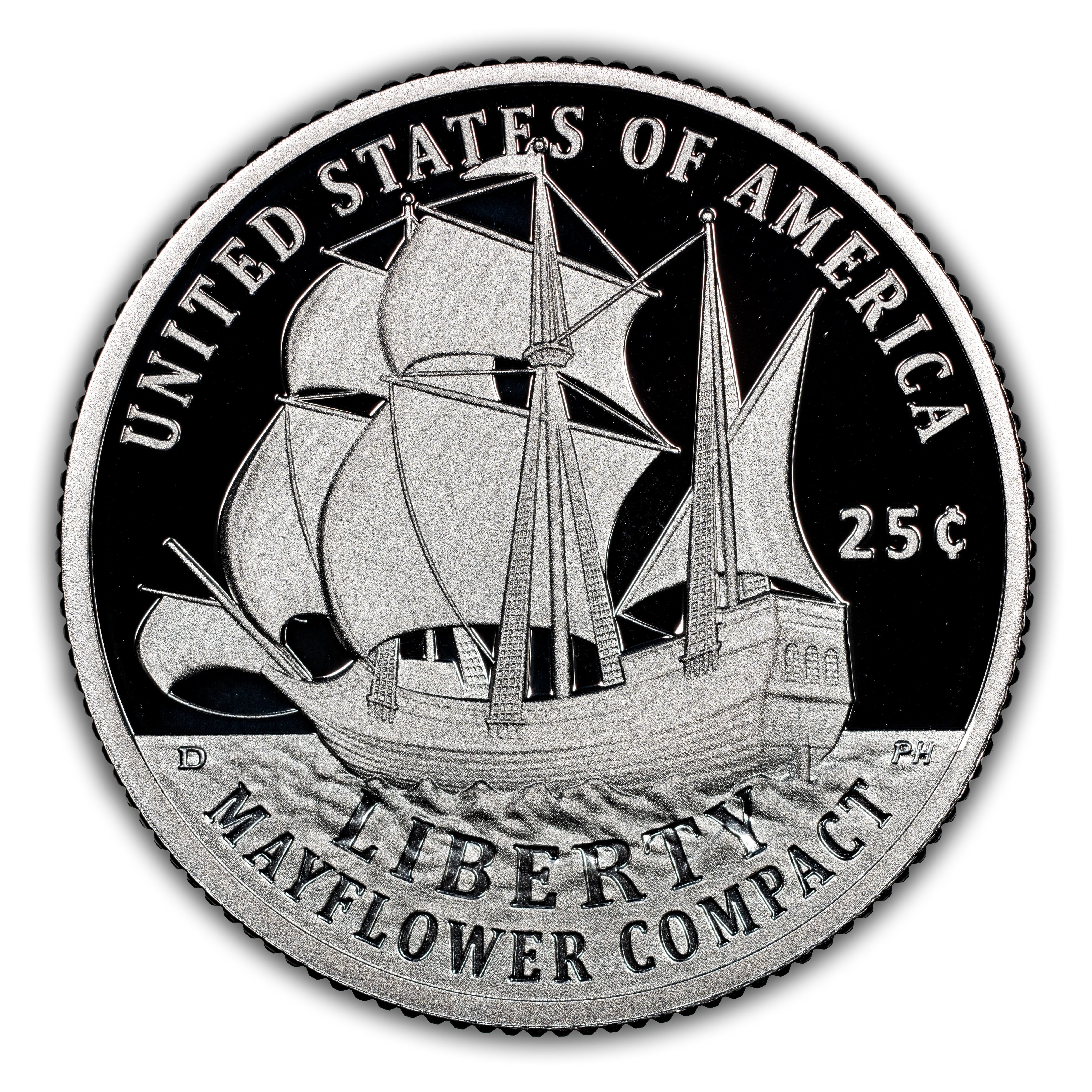 1776~2026-S 25c Roll Mayflower Compact, Silver, 40 Coins PR thumbnail 17