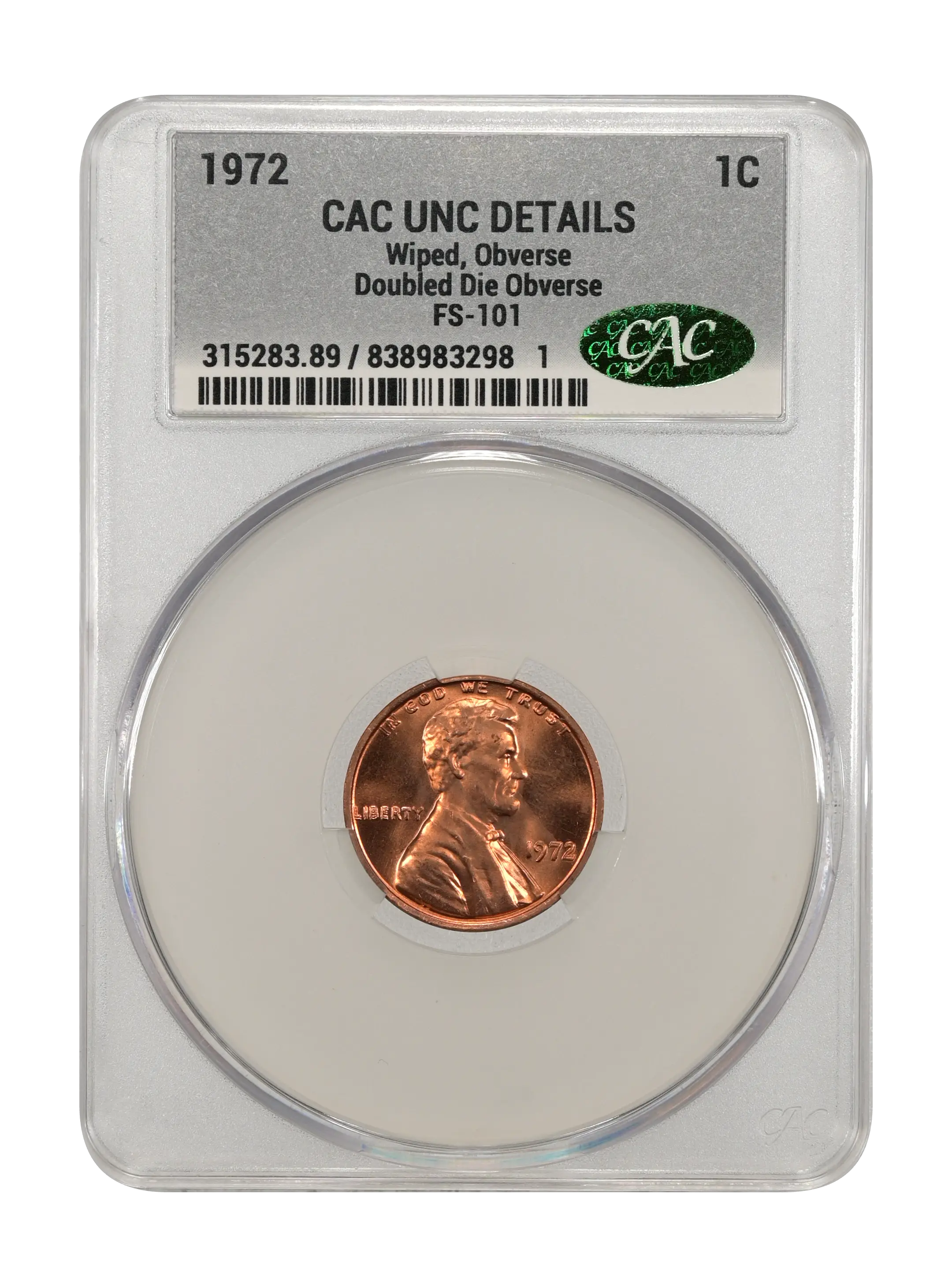 1972 1c Doubled Die Obverse, FS-101 MS BN thumbnail 20