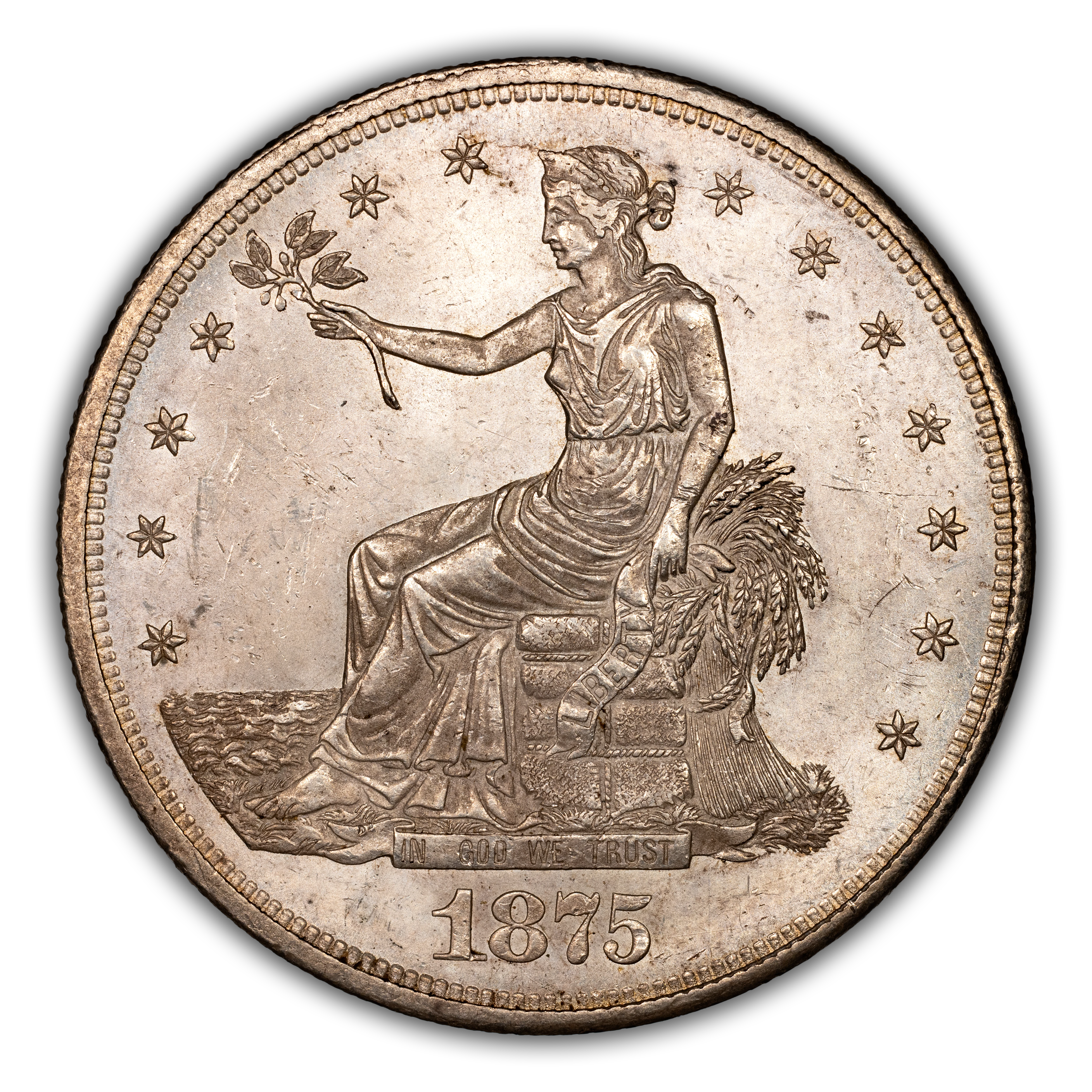 1875-CC Trade$ Obverse I, Reverse I MS thumbnail 2