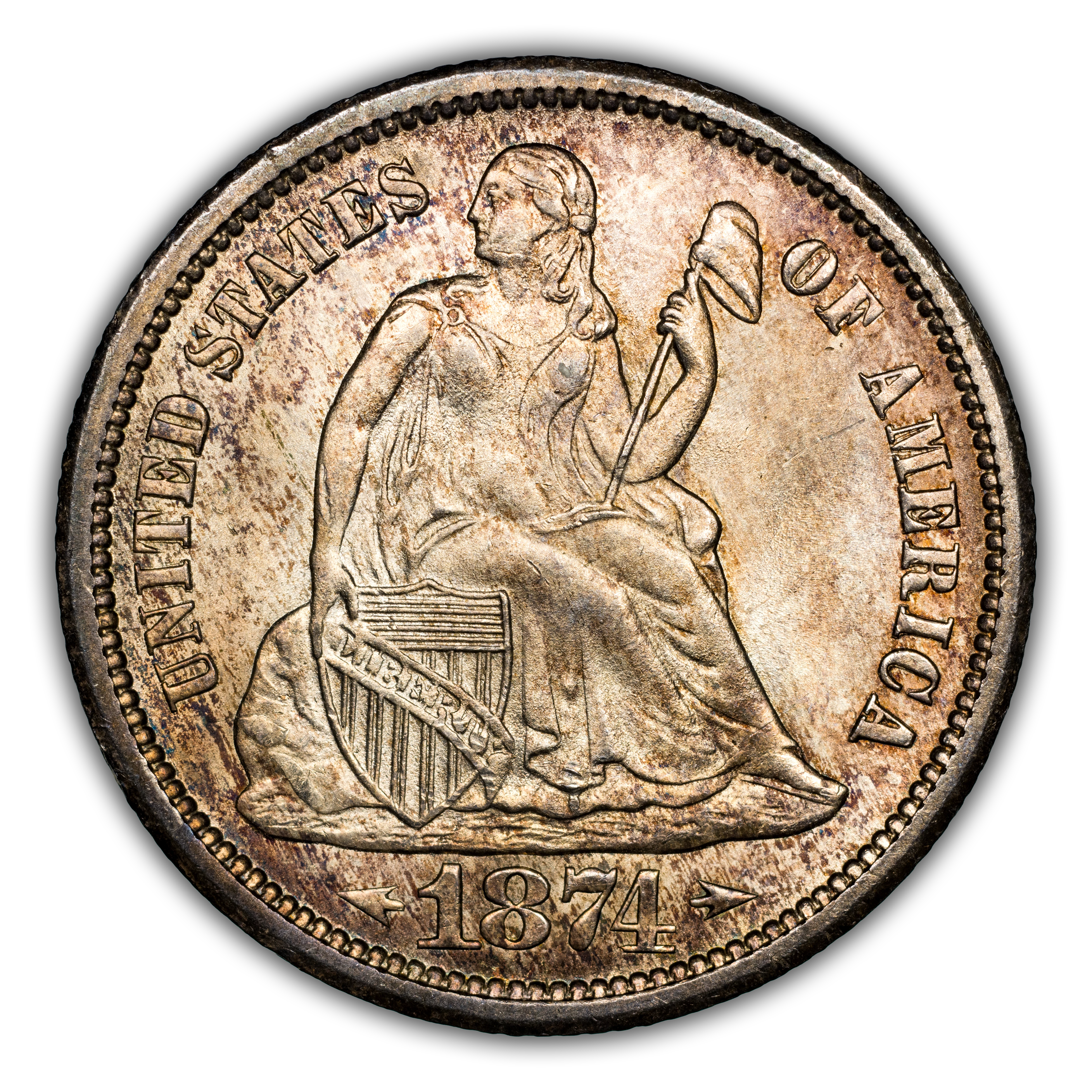 1874-S 10c Arrows MS