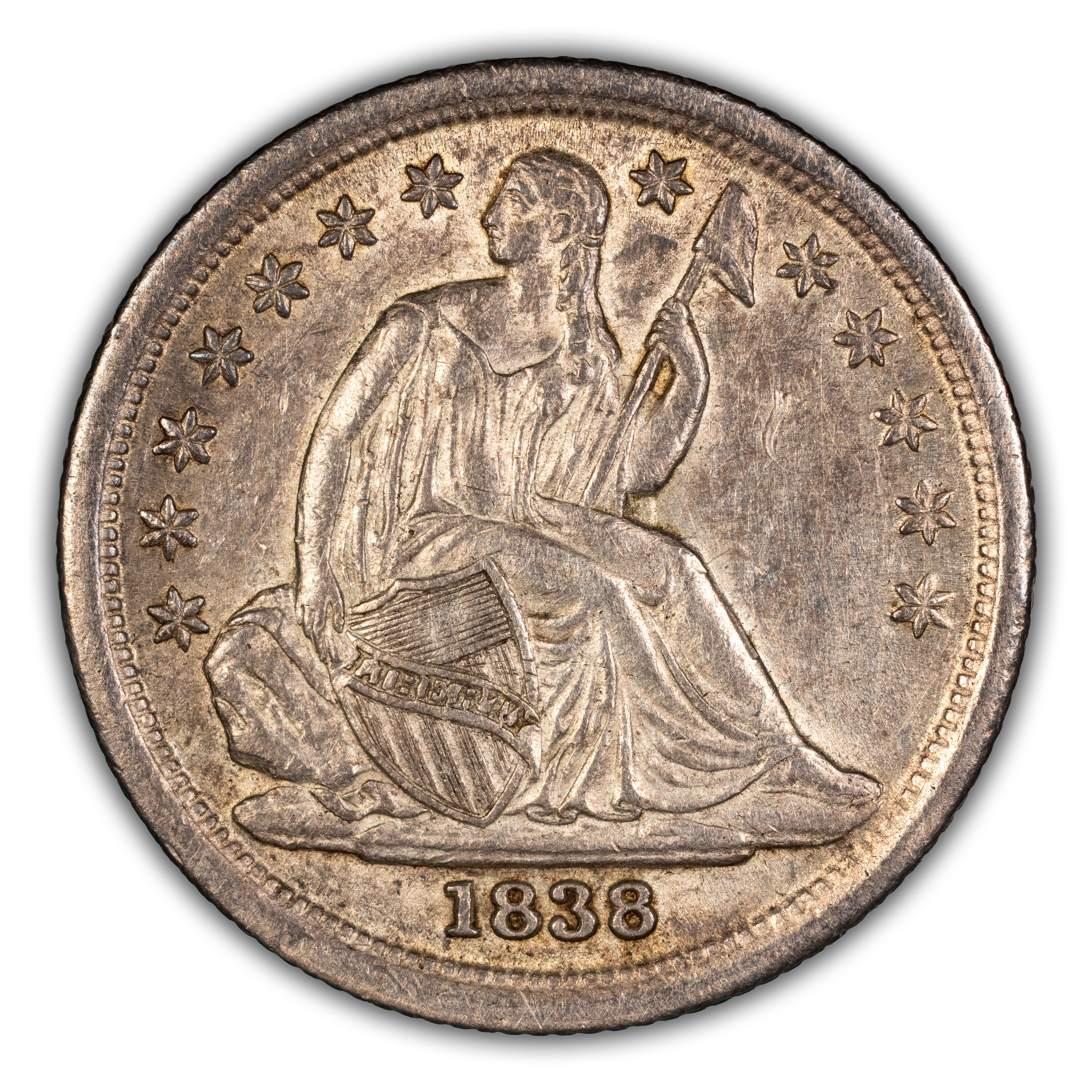 1838 10c Partial Drapery, F-108A MS