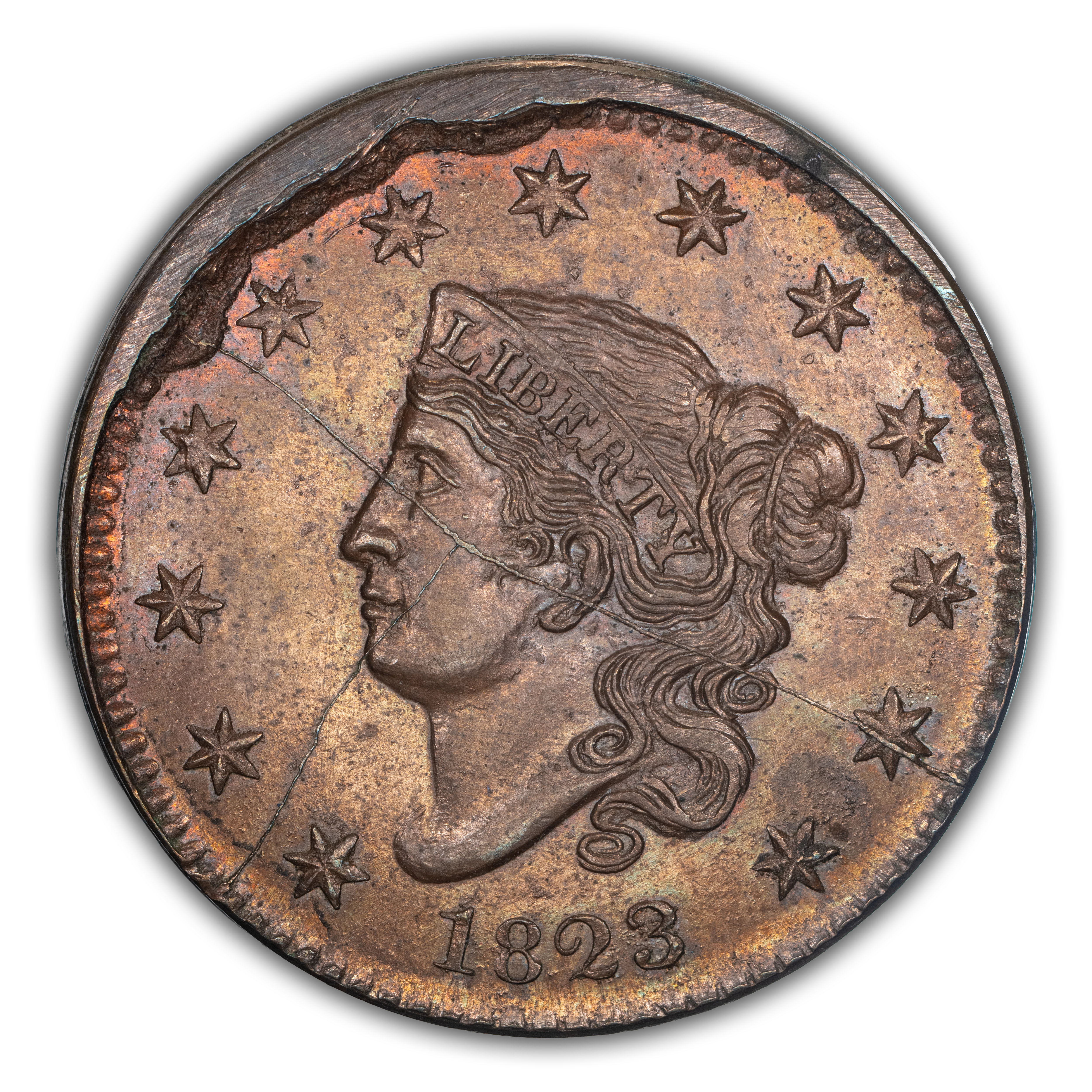 1823 1c Private Restrike, Copper, N-3 MS BN thumbnail 2