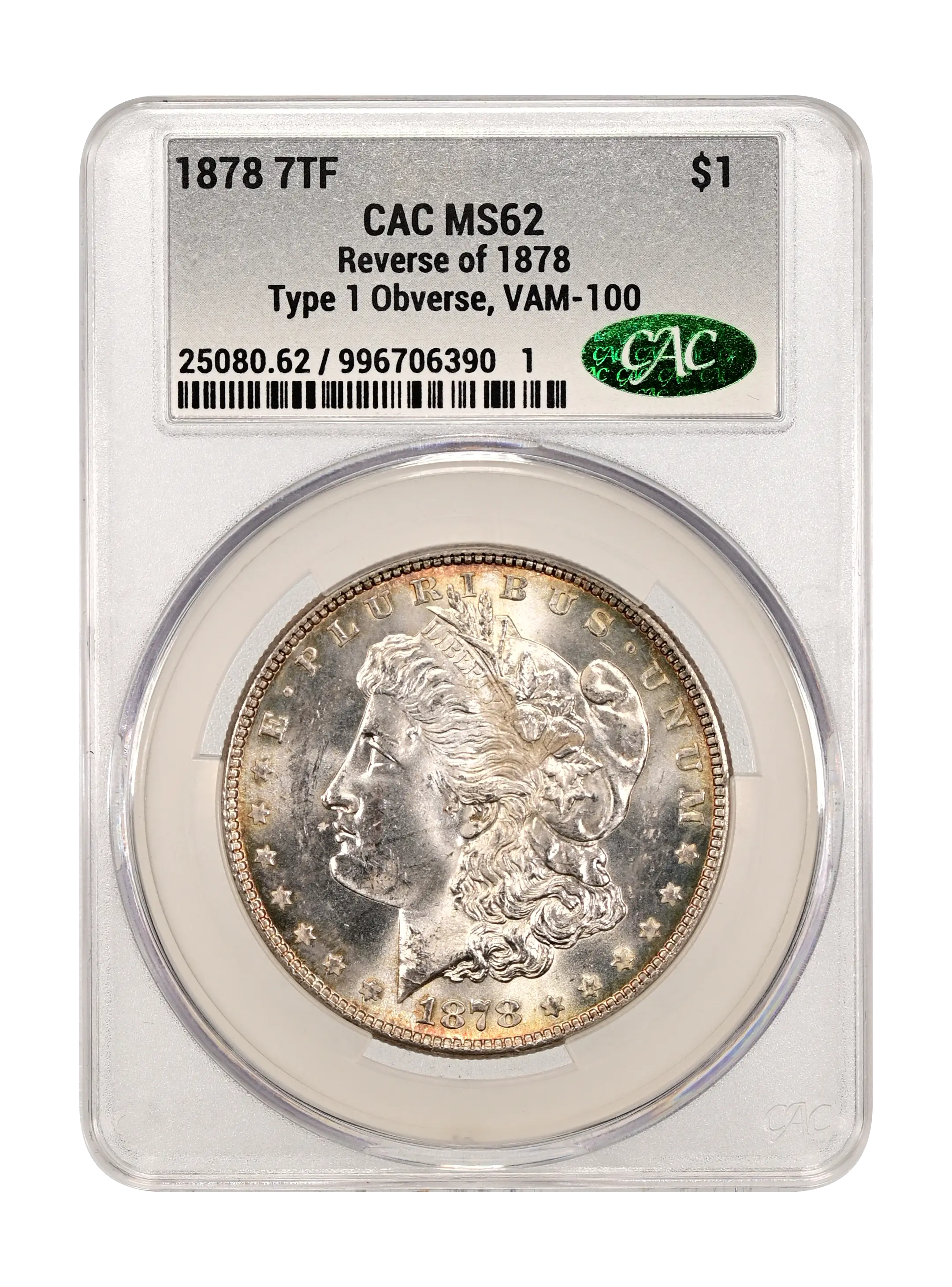 1878 7TF $1  Reverse of 1878, Type 1 Obv, VAM-100 MS thumbnail 17