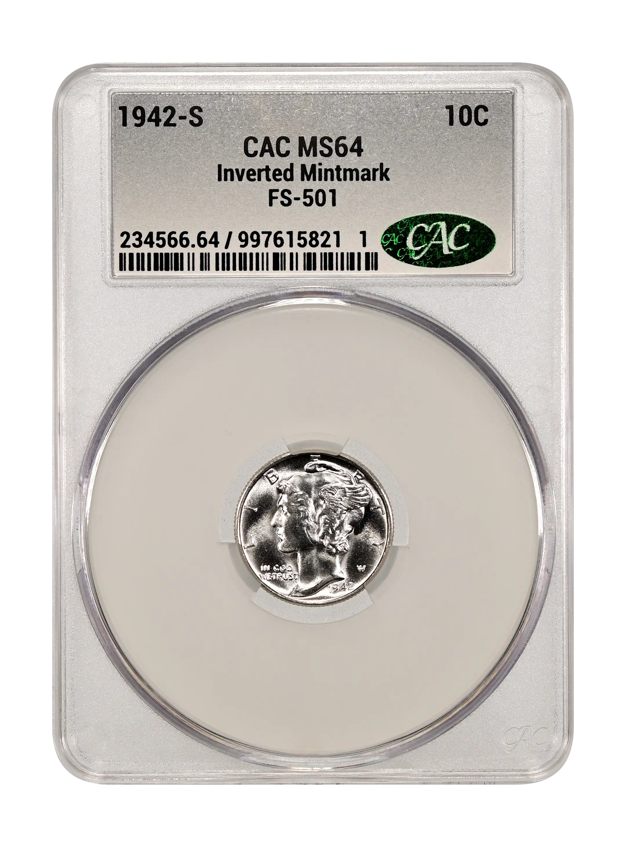 1942-S 10c Inverted Mintmark, FS-501 MS thumbnail 9
