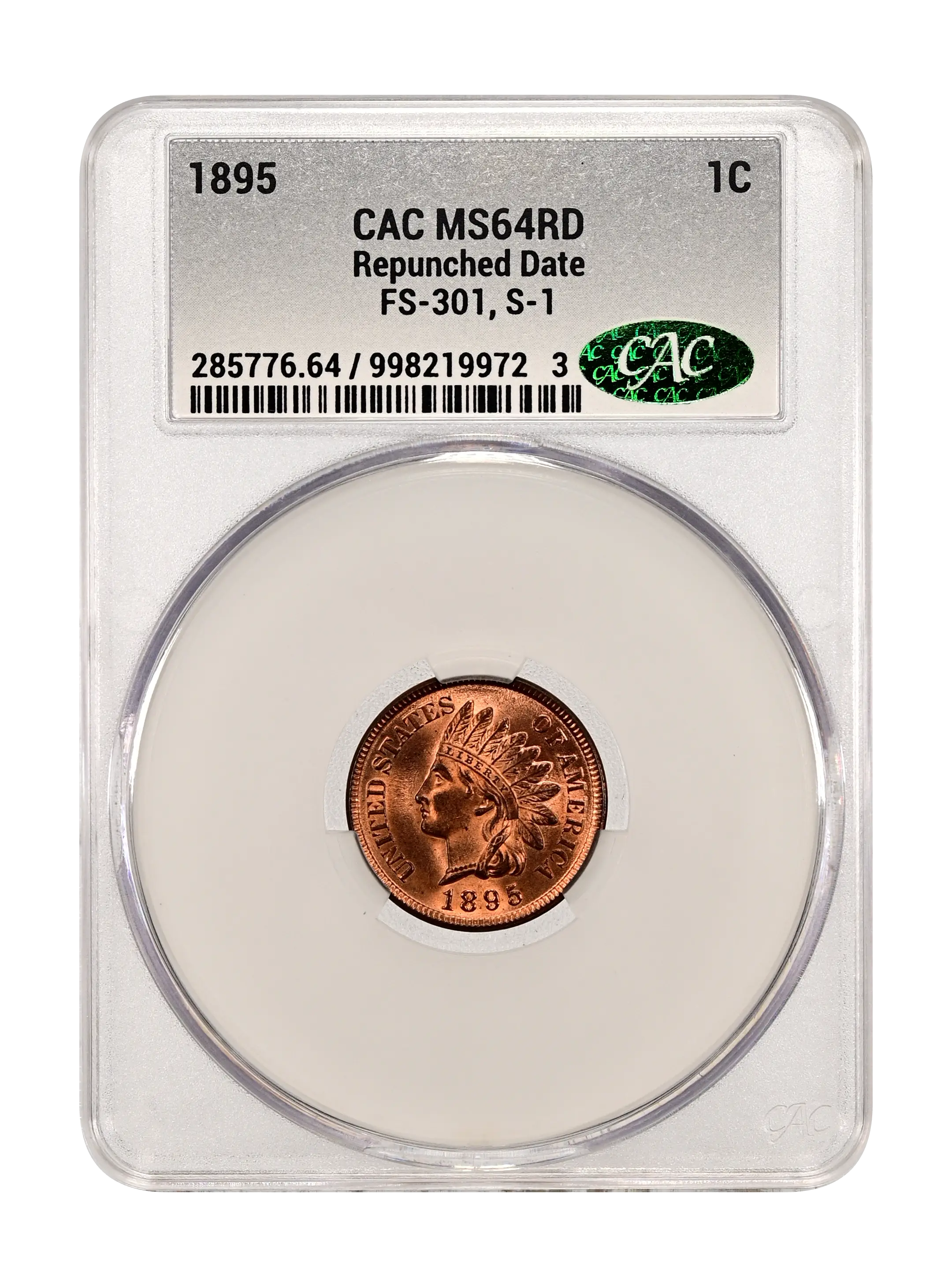 1895 1c Repunched Date, FS-301, S-1 MS RD thumbnail 3