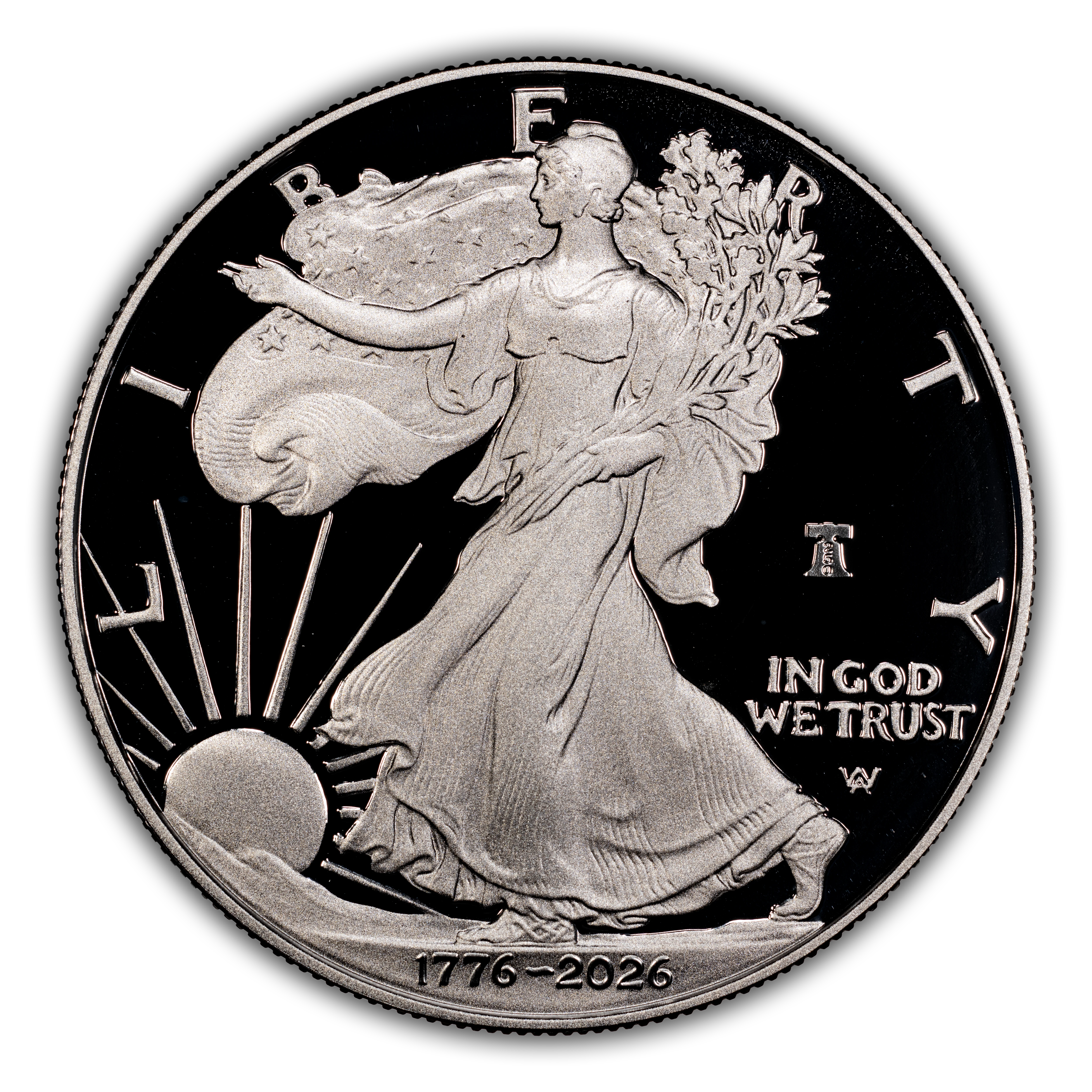1776~2026-W $1  Silver Eagle, Liberty Bell Privy, 250th Anniversary PR DCAM thumbnail 3