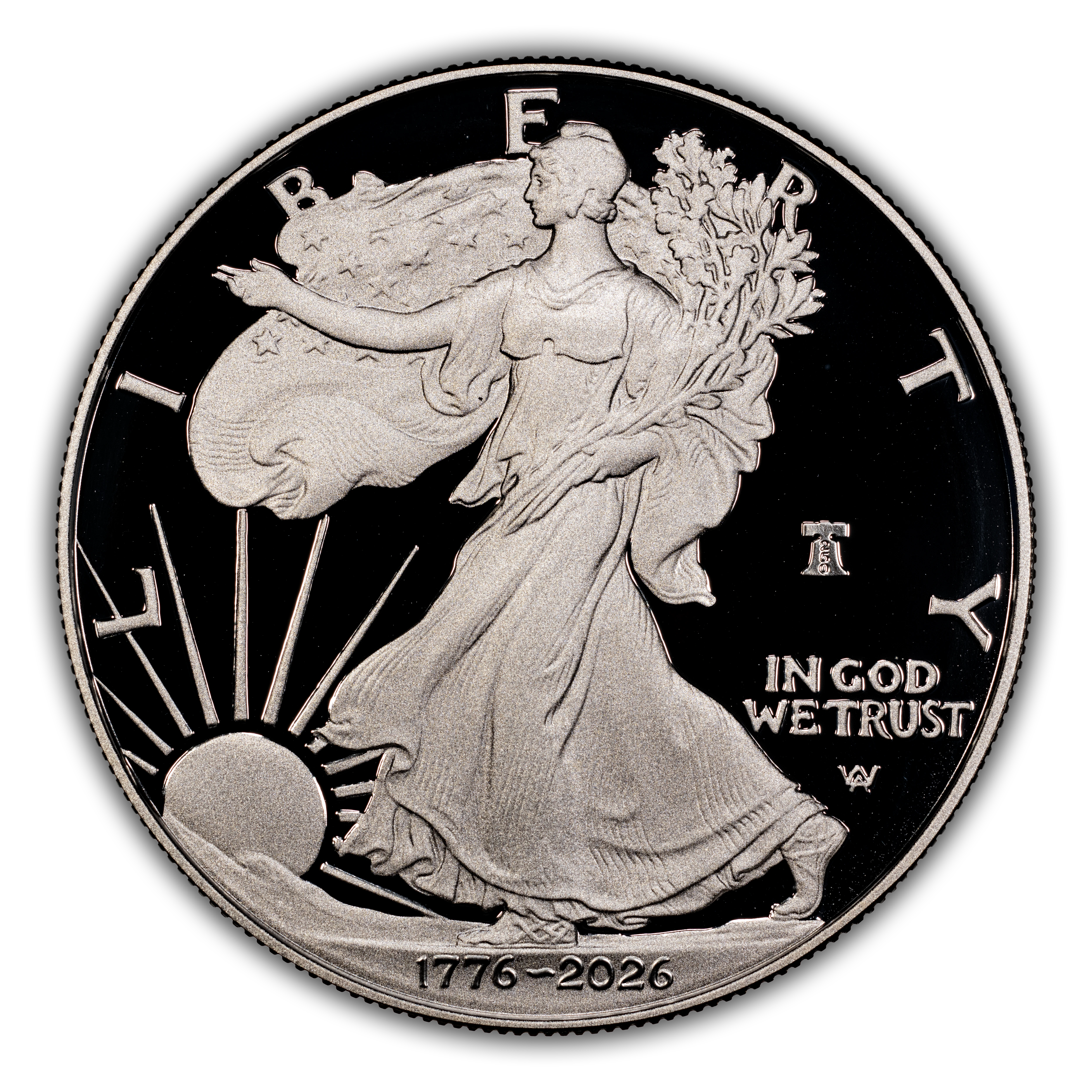 1776~2026-W $1  Silver Eagle, Liberty Bell Privy, 250th Anniversary PR DCAM thumbnail 4