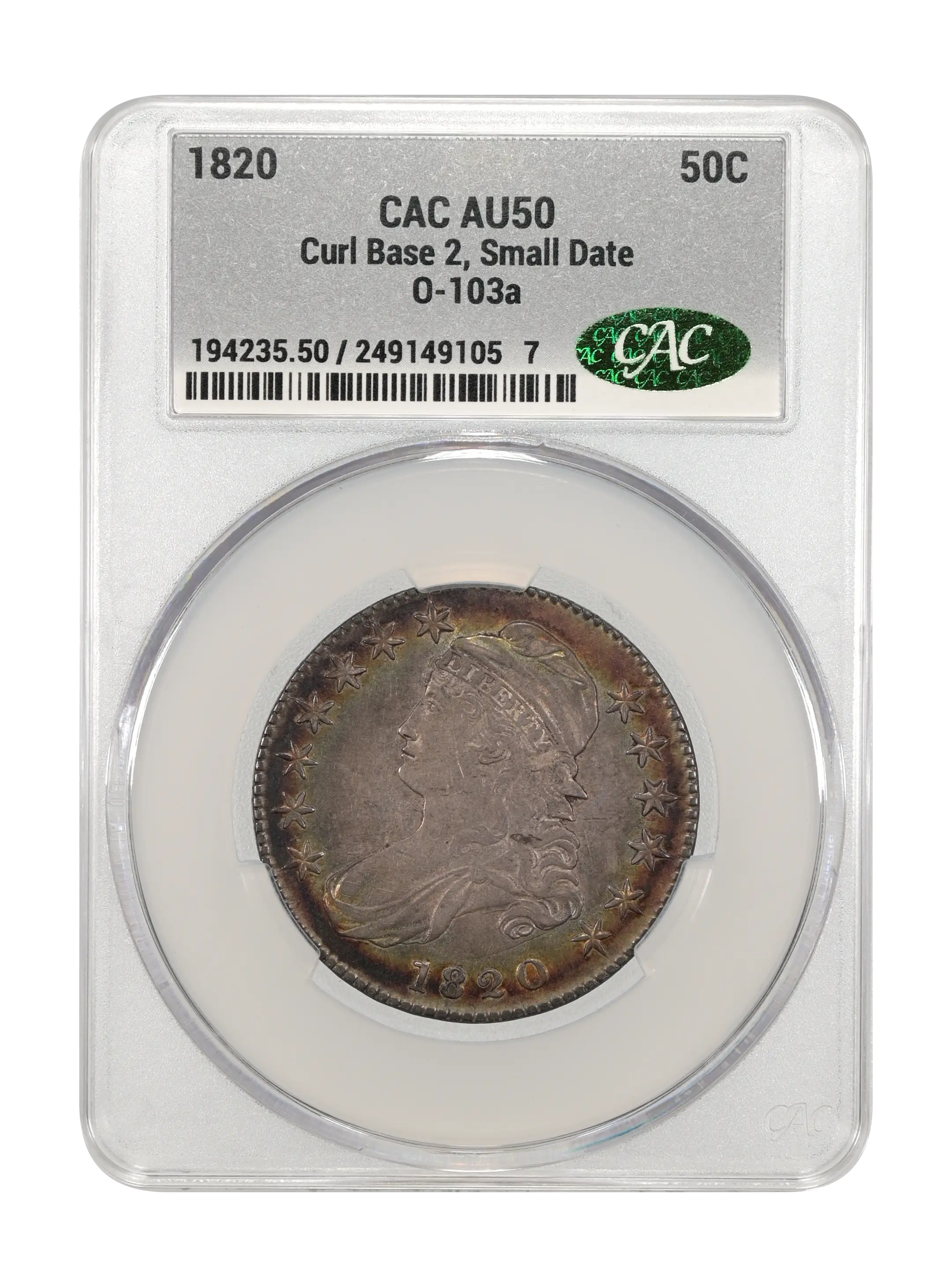1820 50c Curl Base 2, Small Date, O-103a MS thumbnail 7