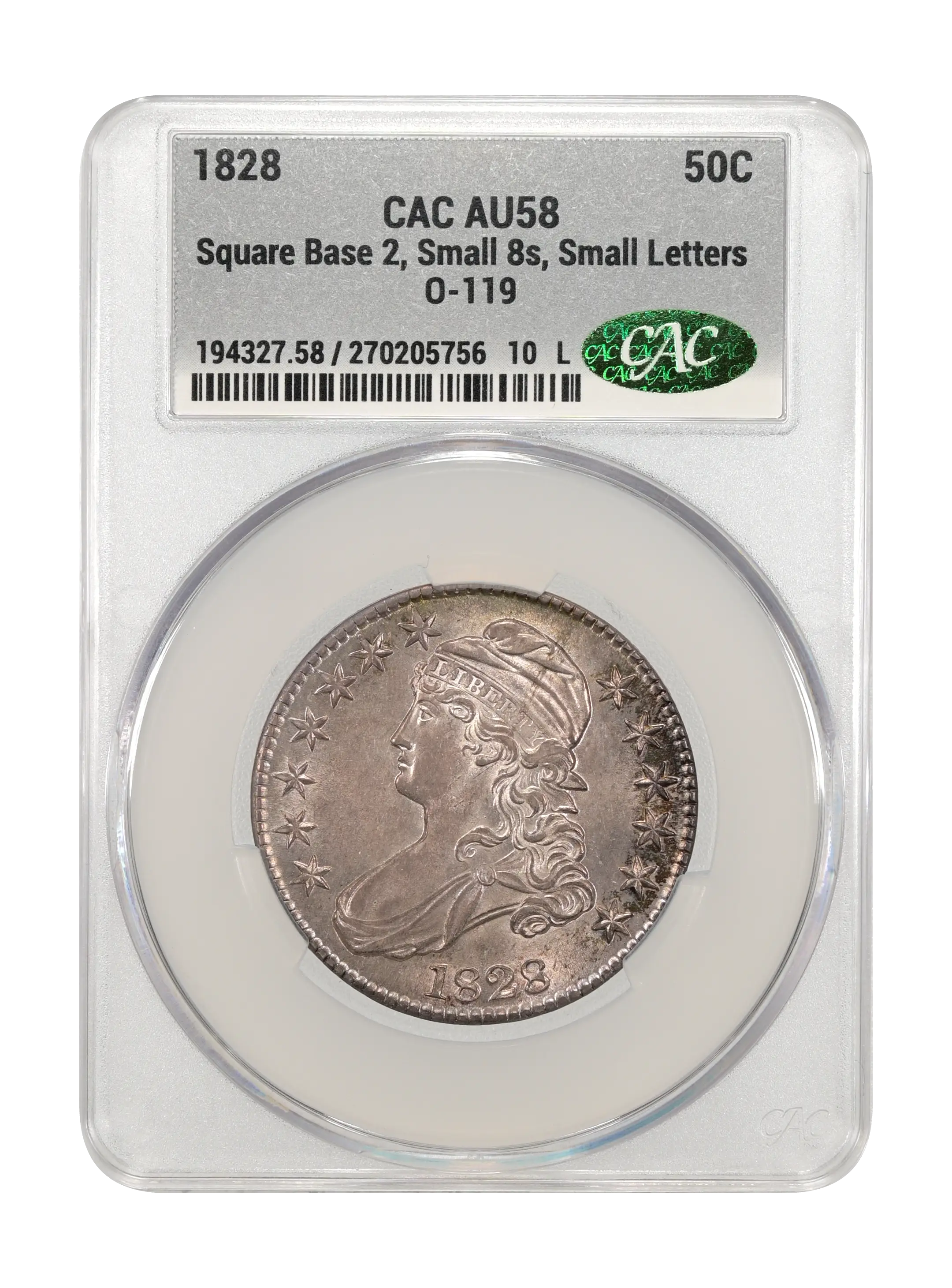 1828 50c Square Base 2, Small 8s, Small Letters, O-119 MS thumbnail 9