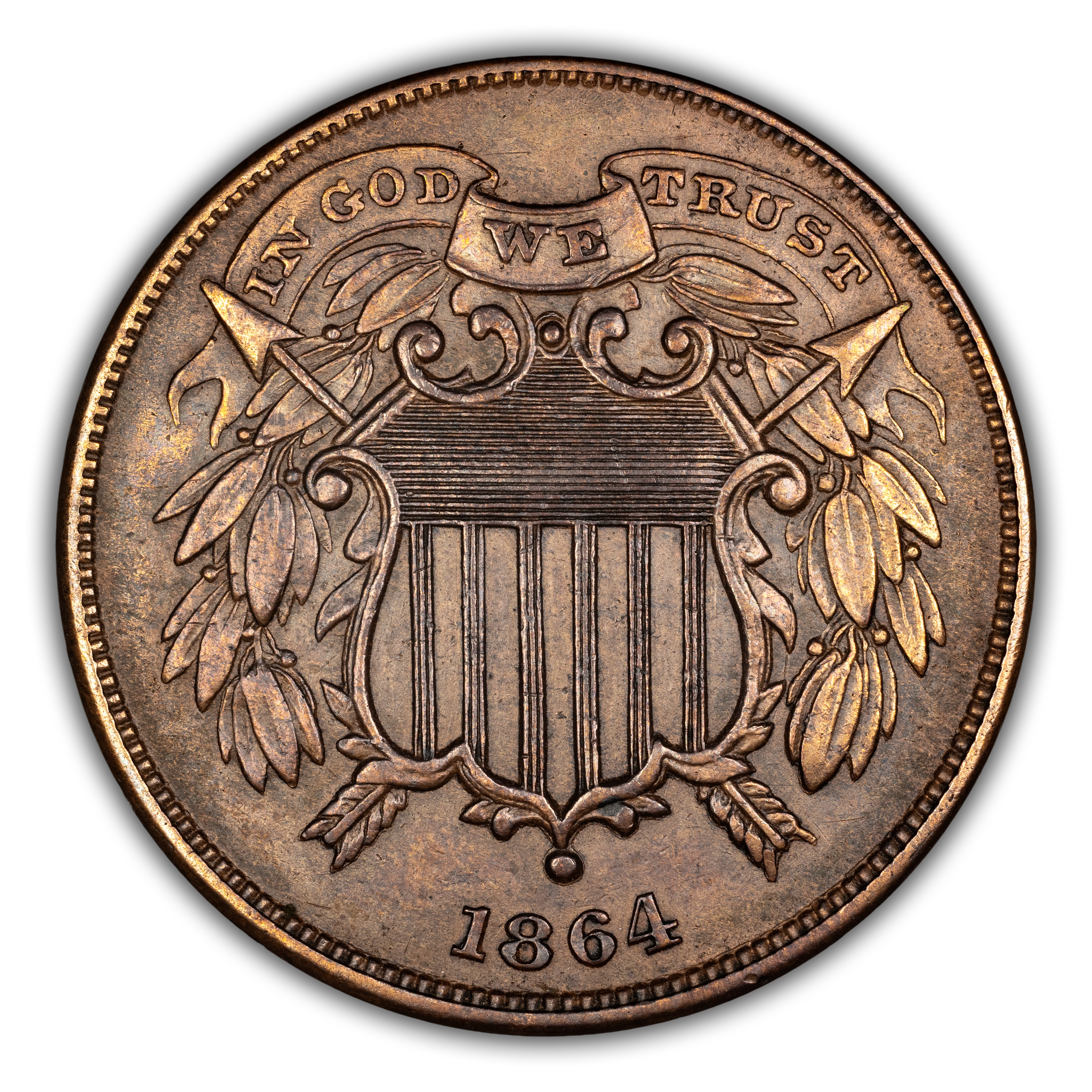 2-Cent Piece Set 2c no 1867 DDO, 10 Coins MS BN thumbnail 14
