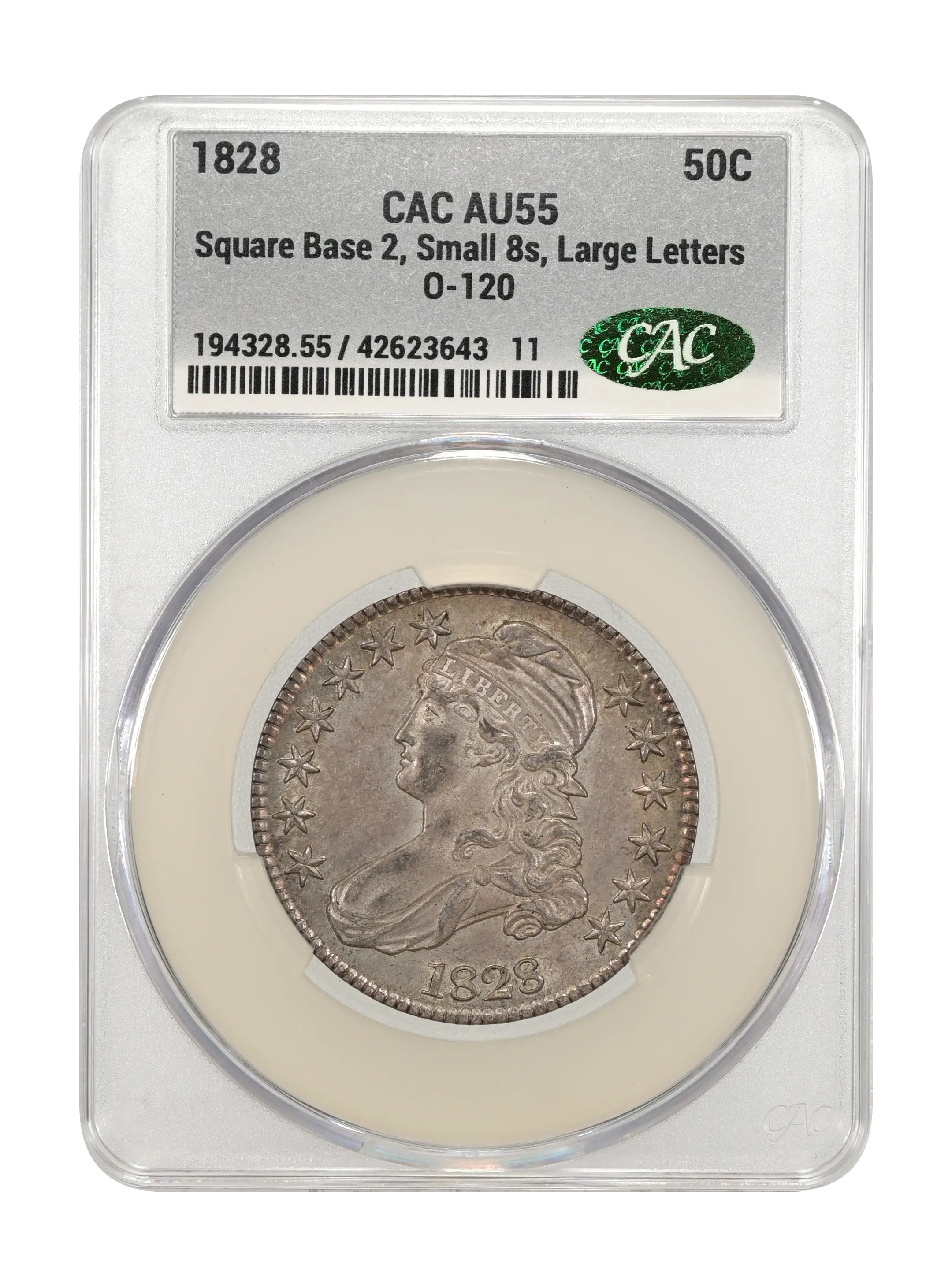 1828 50c Square Base 2, Small 8s, Large Letters, O-120 MS thumbnail 19