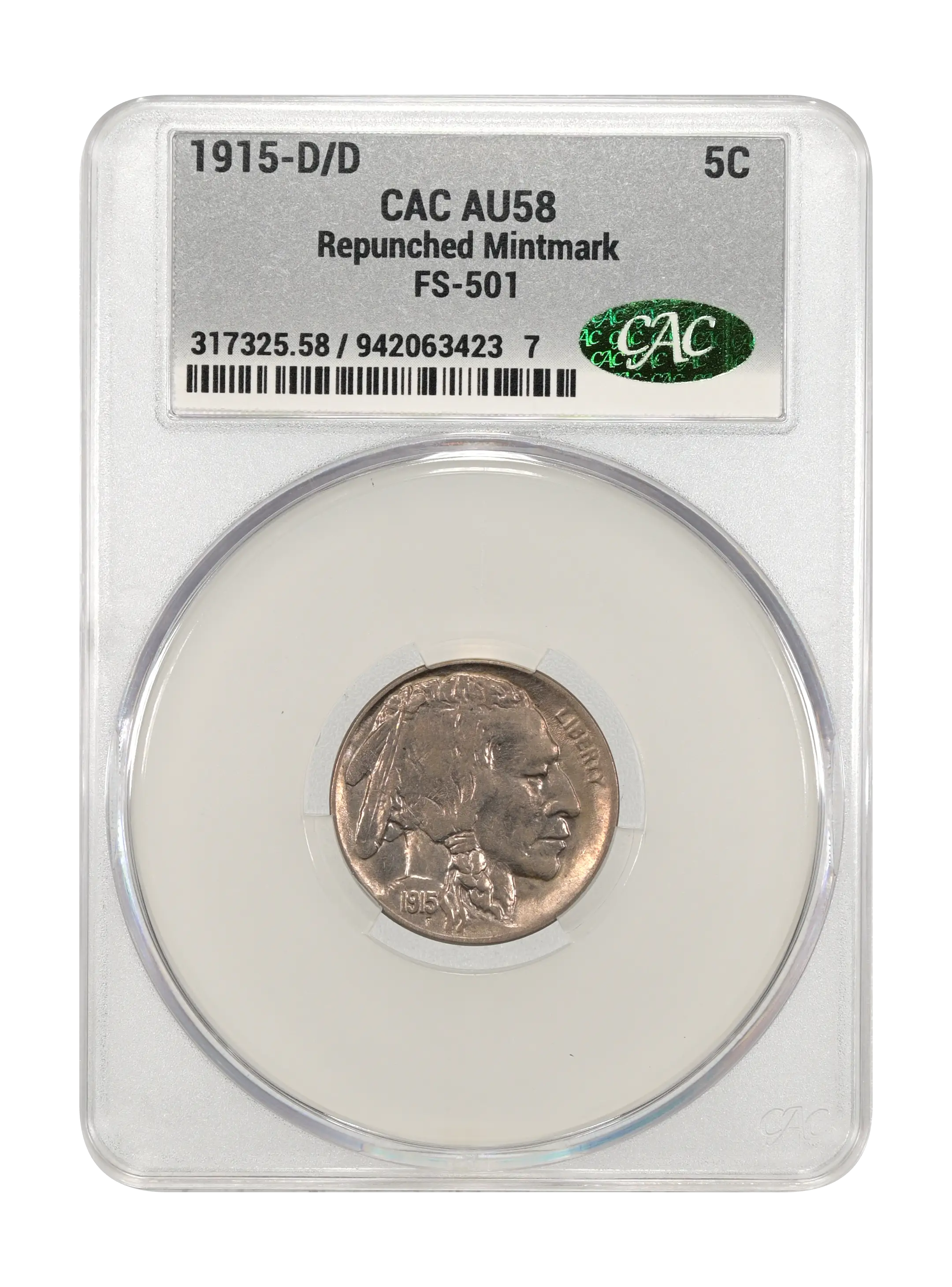 1915-D/D 5c Repunched Mintmark, FS-501 MS thumbnail 3