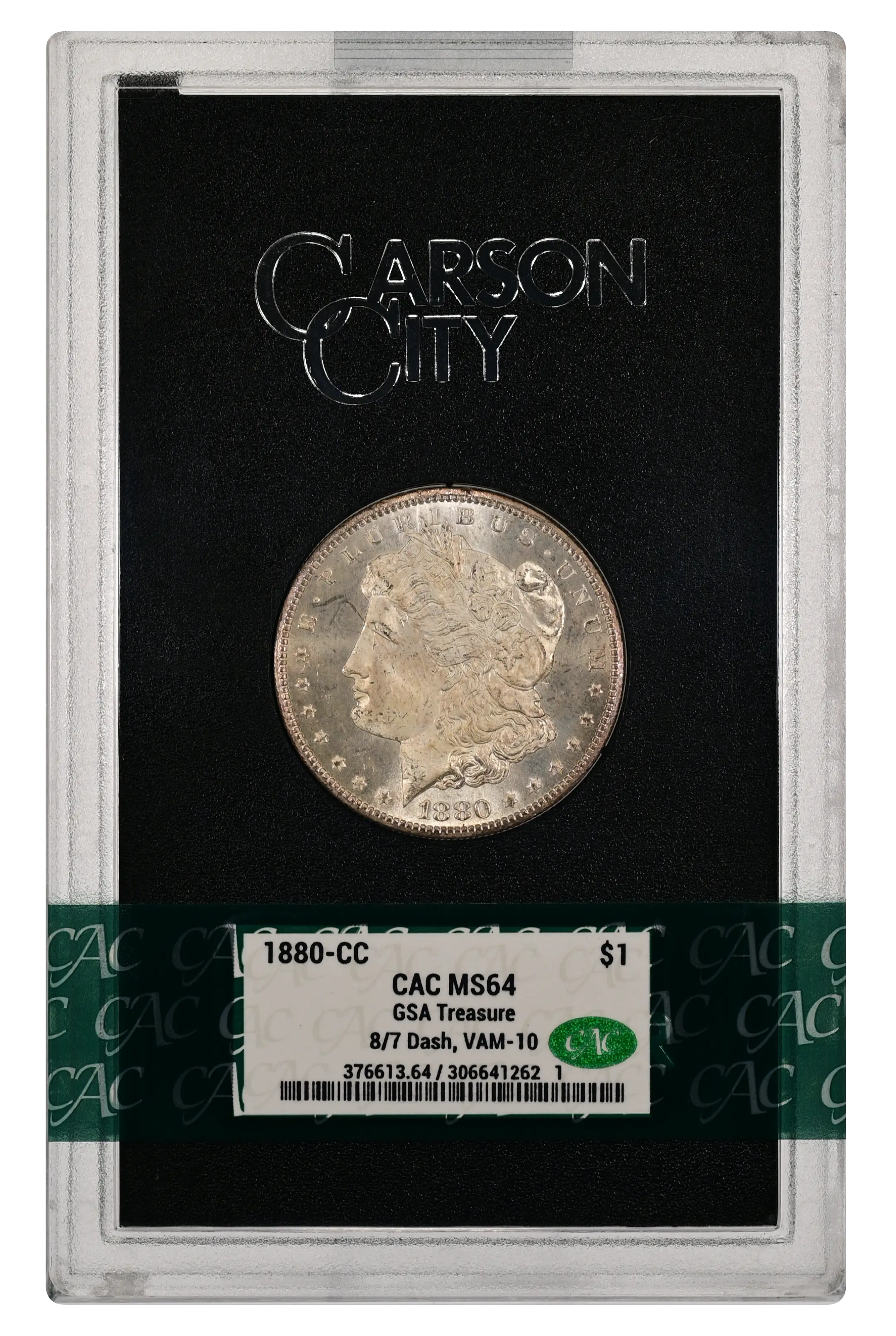 1880-CC $1  GSA Hoard, 8/7 Dash under 8, VAM-10 MS thumbnail 7