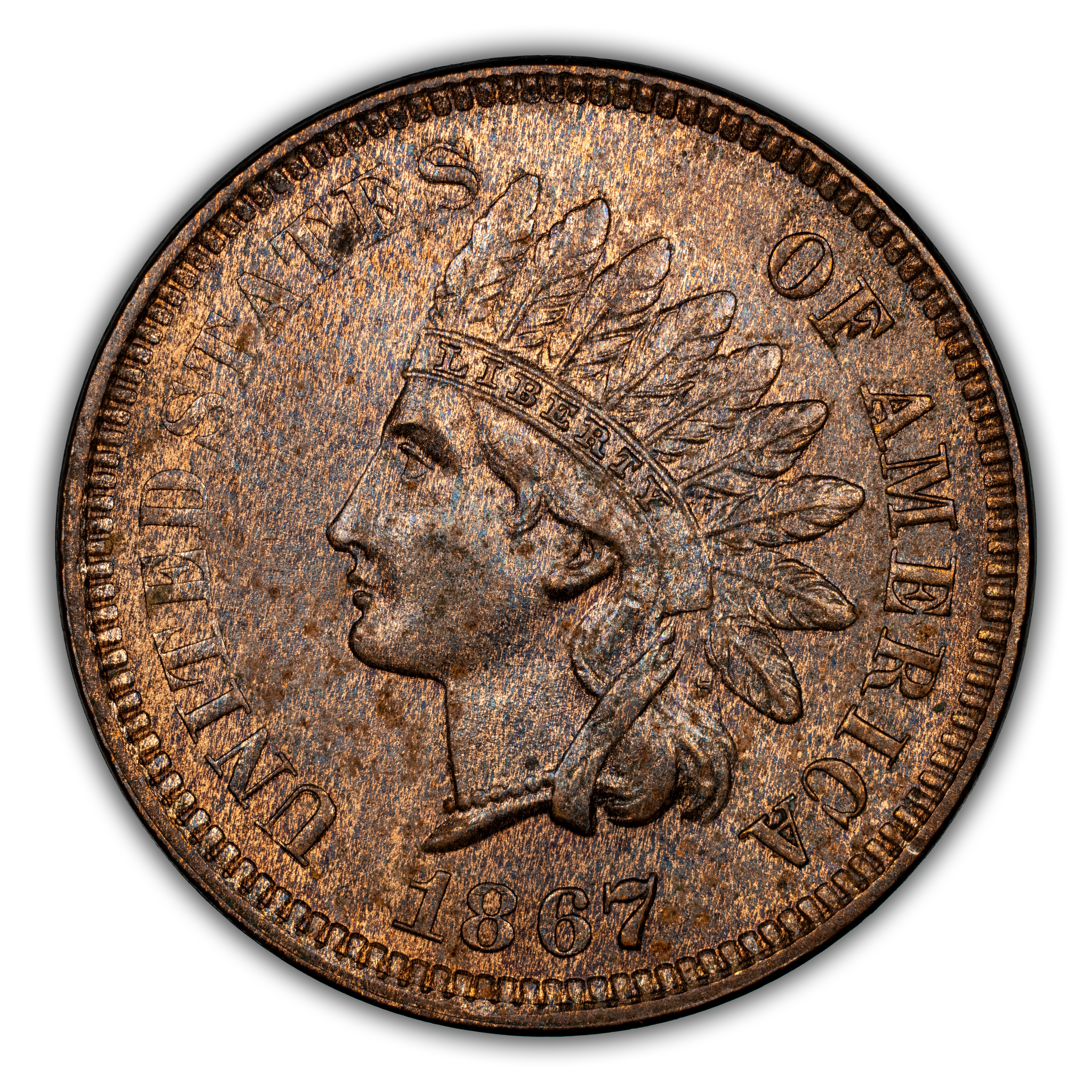 1867 1c Repunched Date, FS-302, S-4 MS RB thumbnail 3