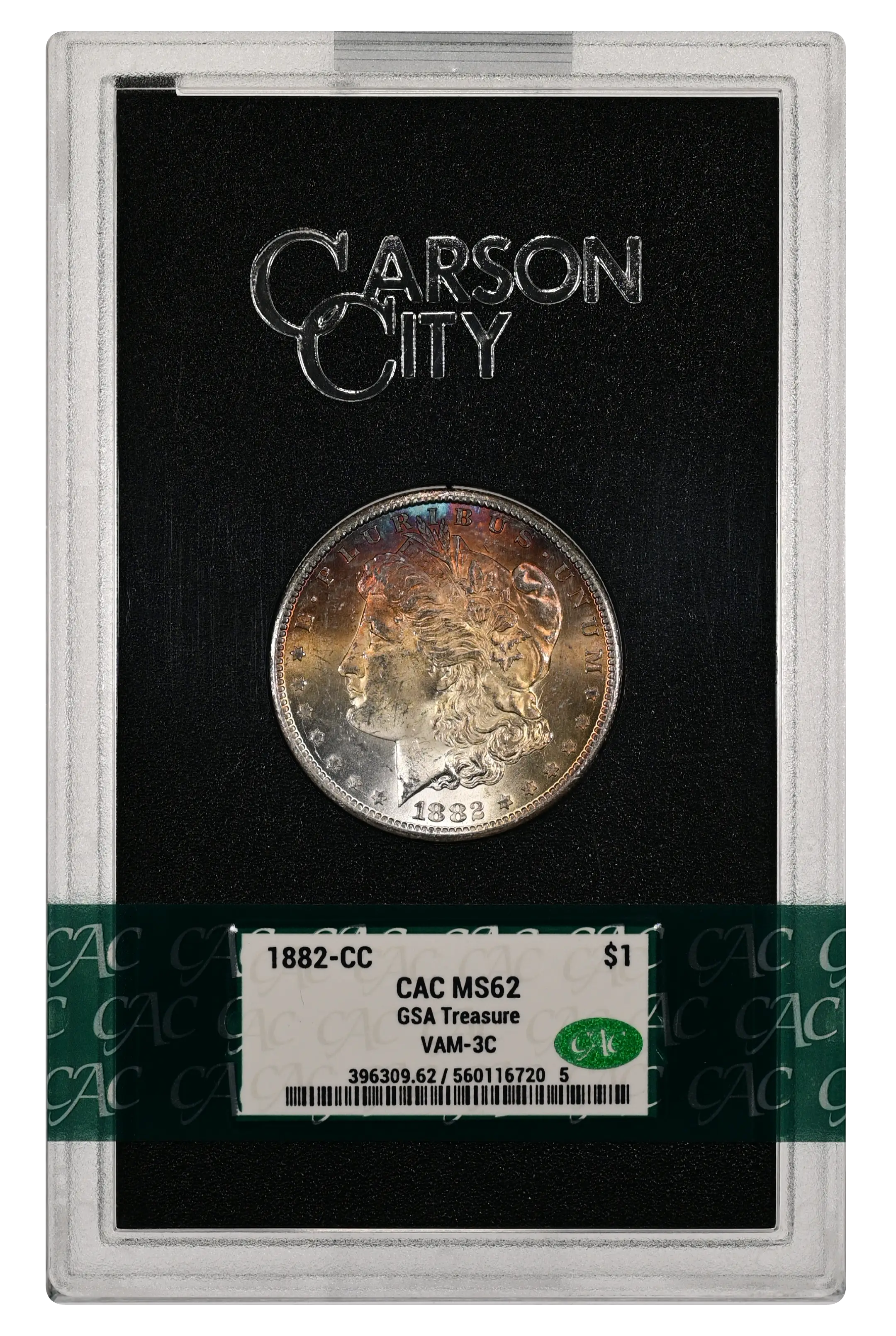 1882-CC $1  GSA Hoard, Die Break Cap, VAM-3C MS thumbnail 3
