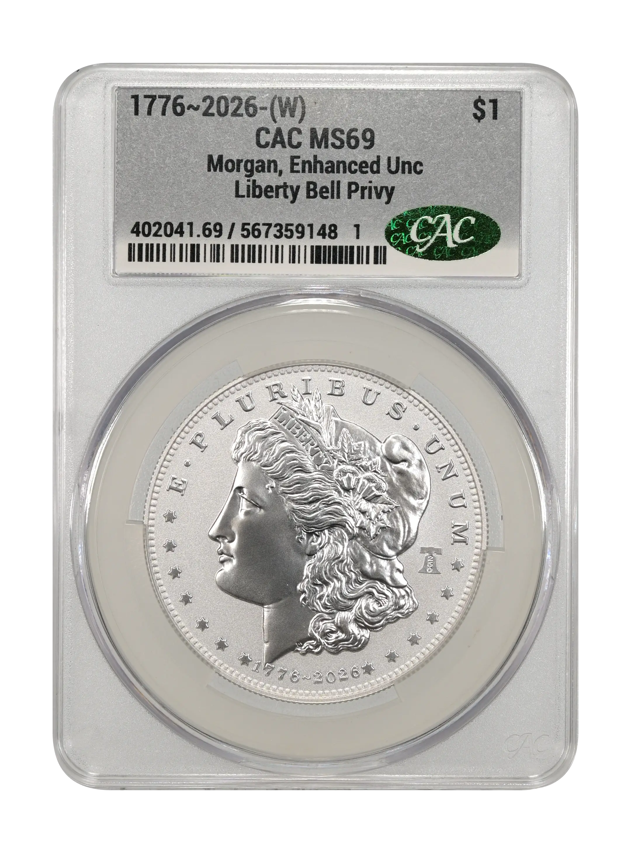 1776~2026-(W) S$1 Morgan, Liberty Bell Privy, Enhanced Uncirculated MS thumbnail 13