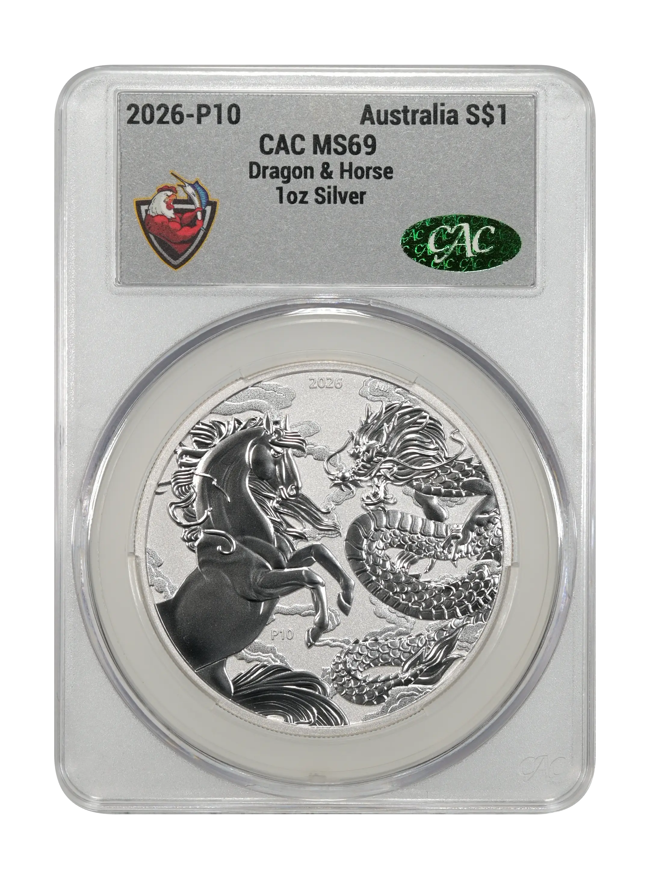 2026-P10 S$1 1oz Silver, Dragon and Horse MS thumbnail 3