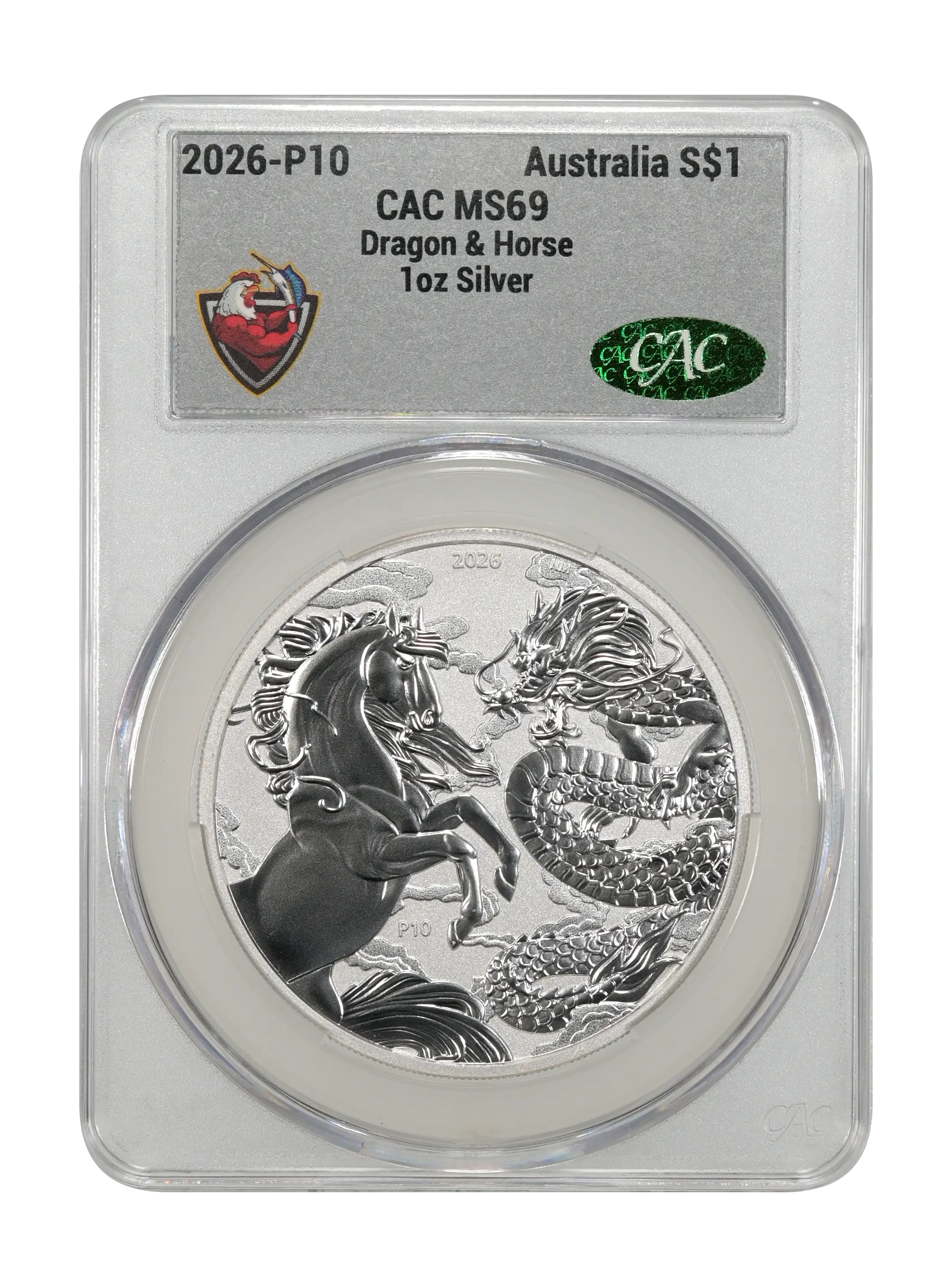 2026-P10 S$1 1oz Silver, Dragon and Horse MS thumbnail 4