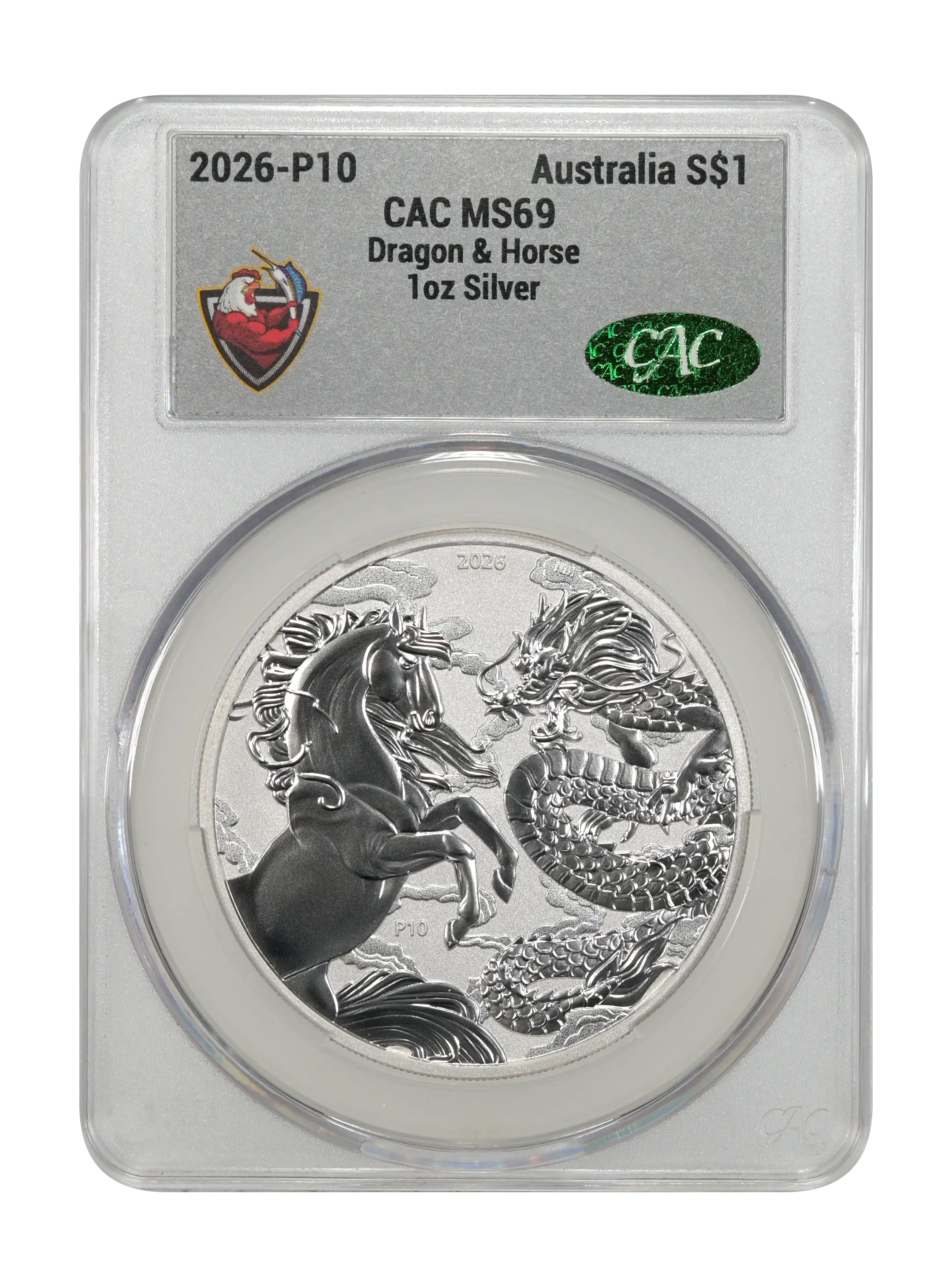2026-P10 S$1 1oz Silver, Dragon and Horse MS thumbnail 2