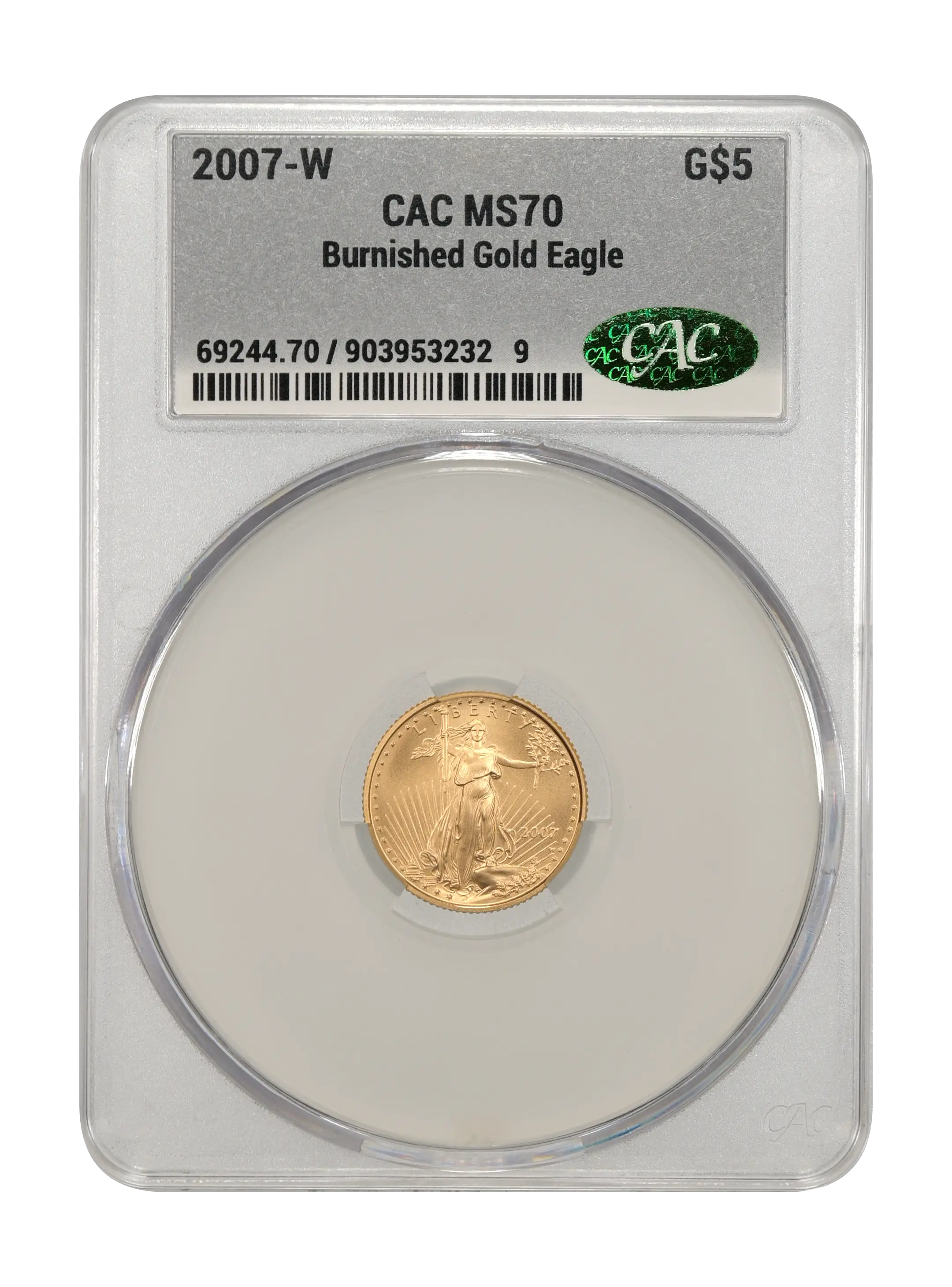 2007-W $5  Gold Eagle, Burnished MS thumbnail 3