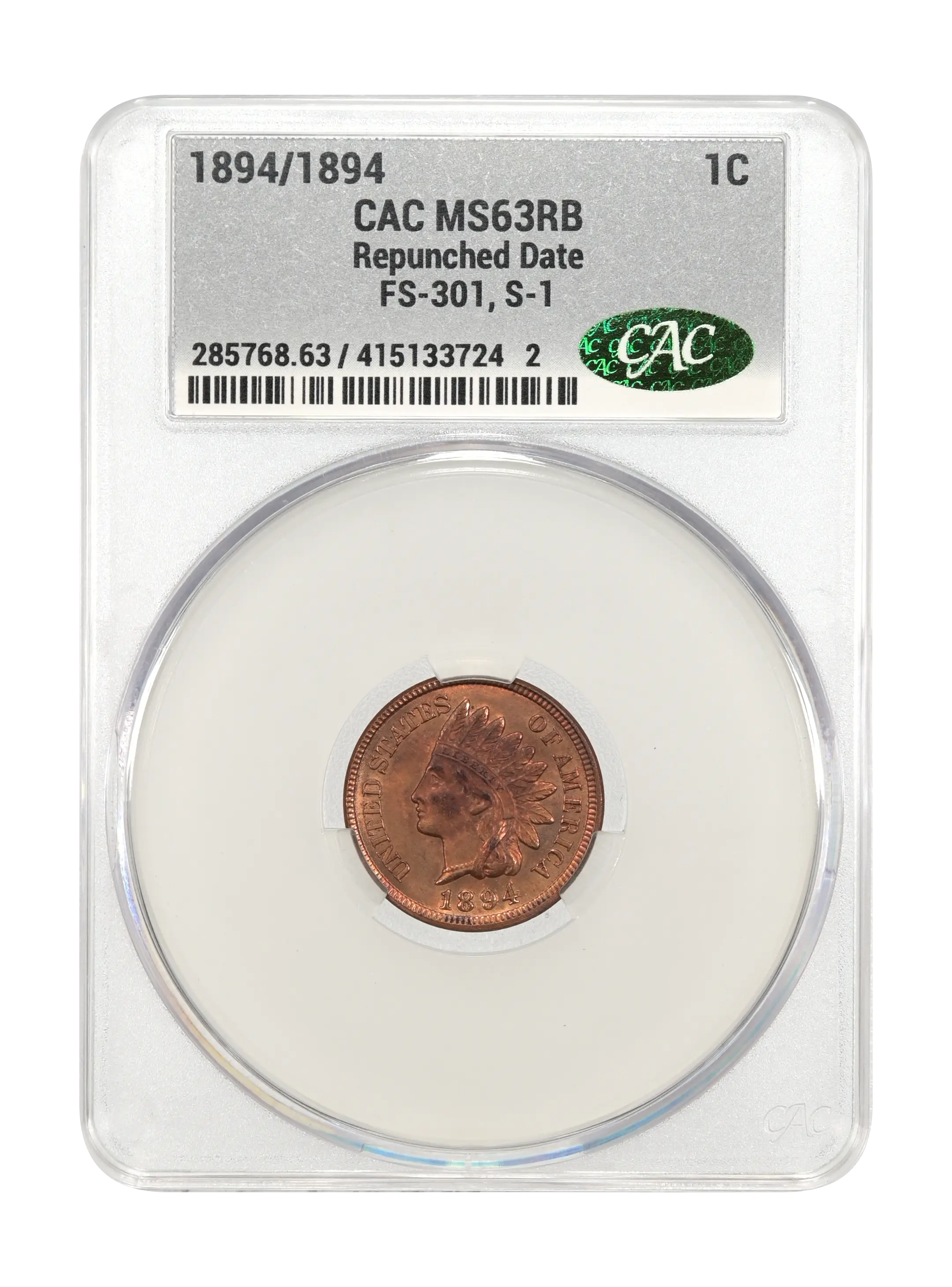 1894/1894 1c Repunched Date, FS-301, S-1 MS RB thumbnail 5