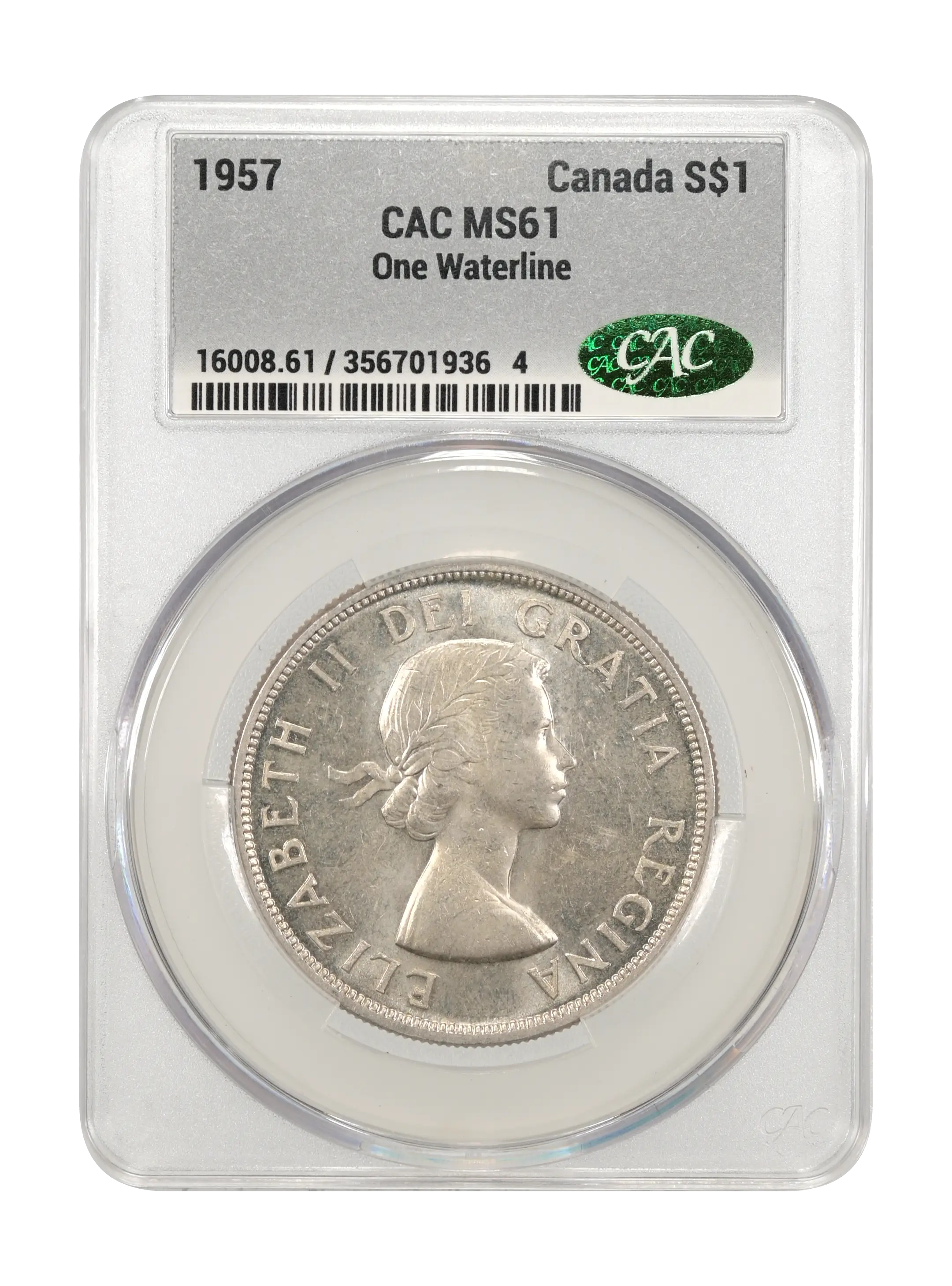 1957 S$1 One Waterline MS thumbnail 5