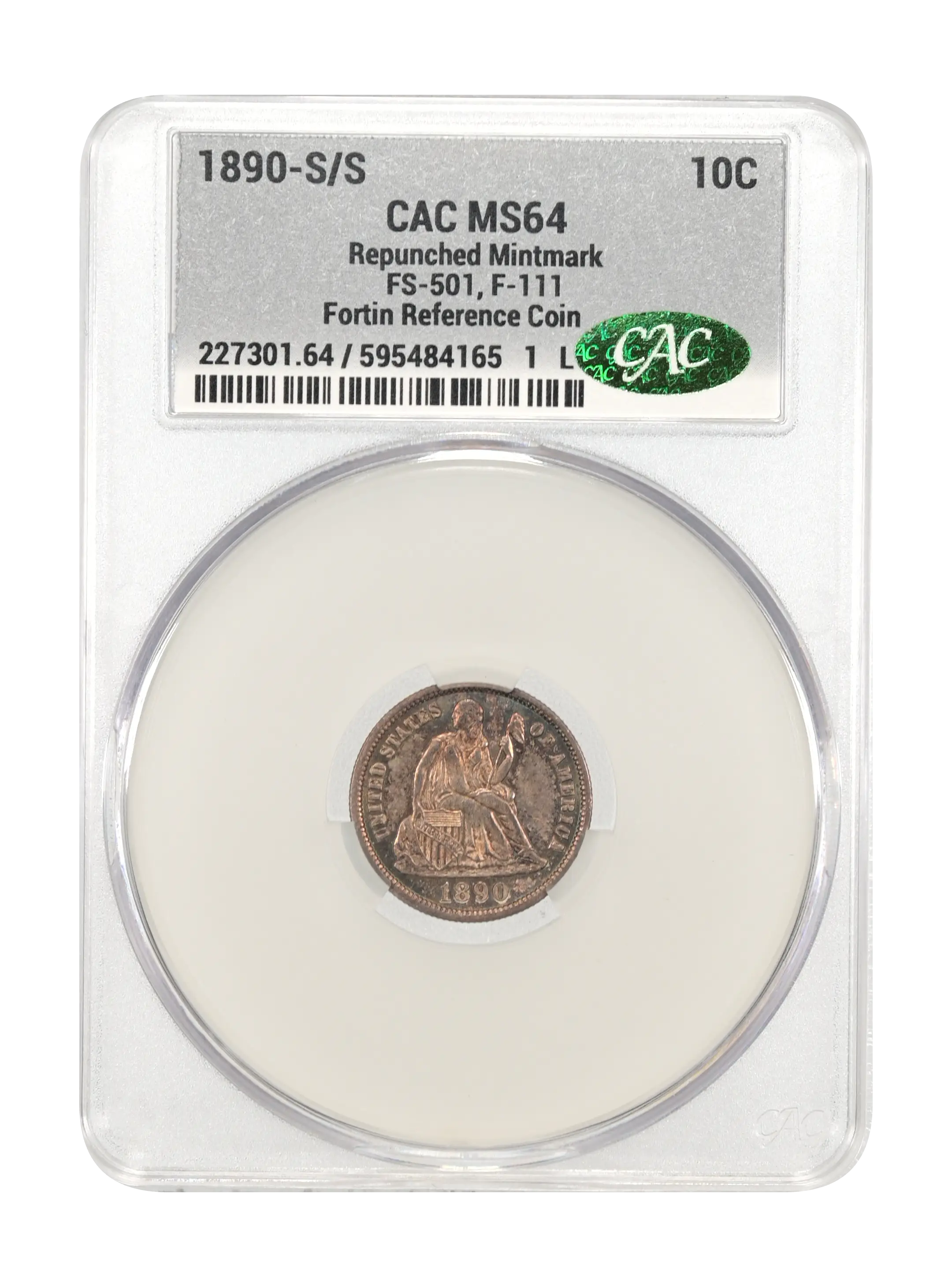 1890-S/S 10c Repunched Mintmark, F-111, FS-501 MS thumbnail 5