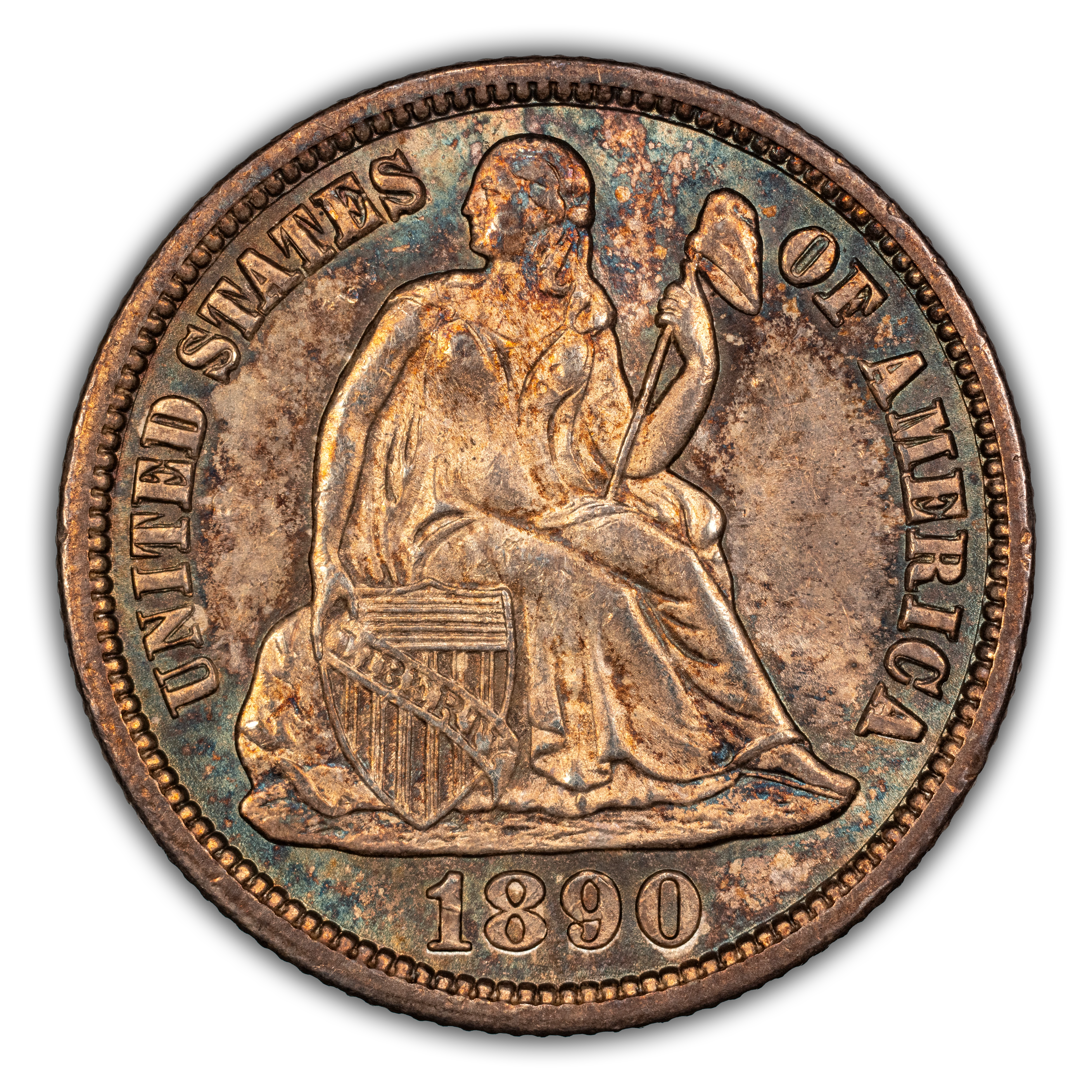 1890-S/S 10c Repunched Mintmark, F-111, FS-501 MS