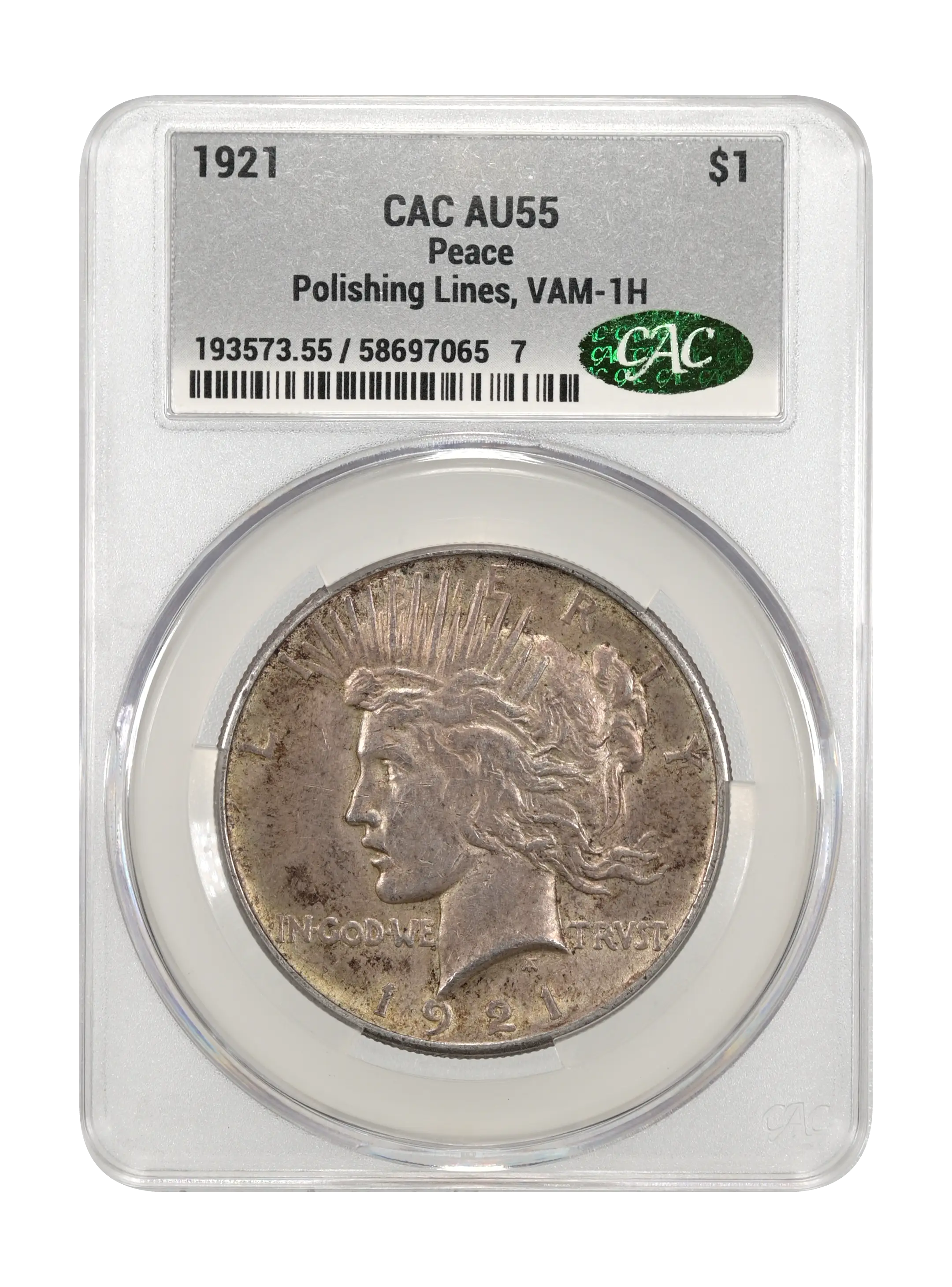 1921 $1  Peace, Polishing Lines, VAM 1H MS thumbnail 14
