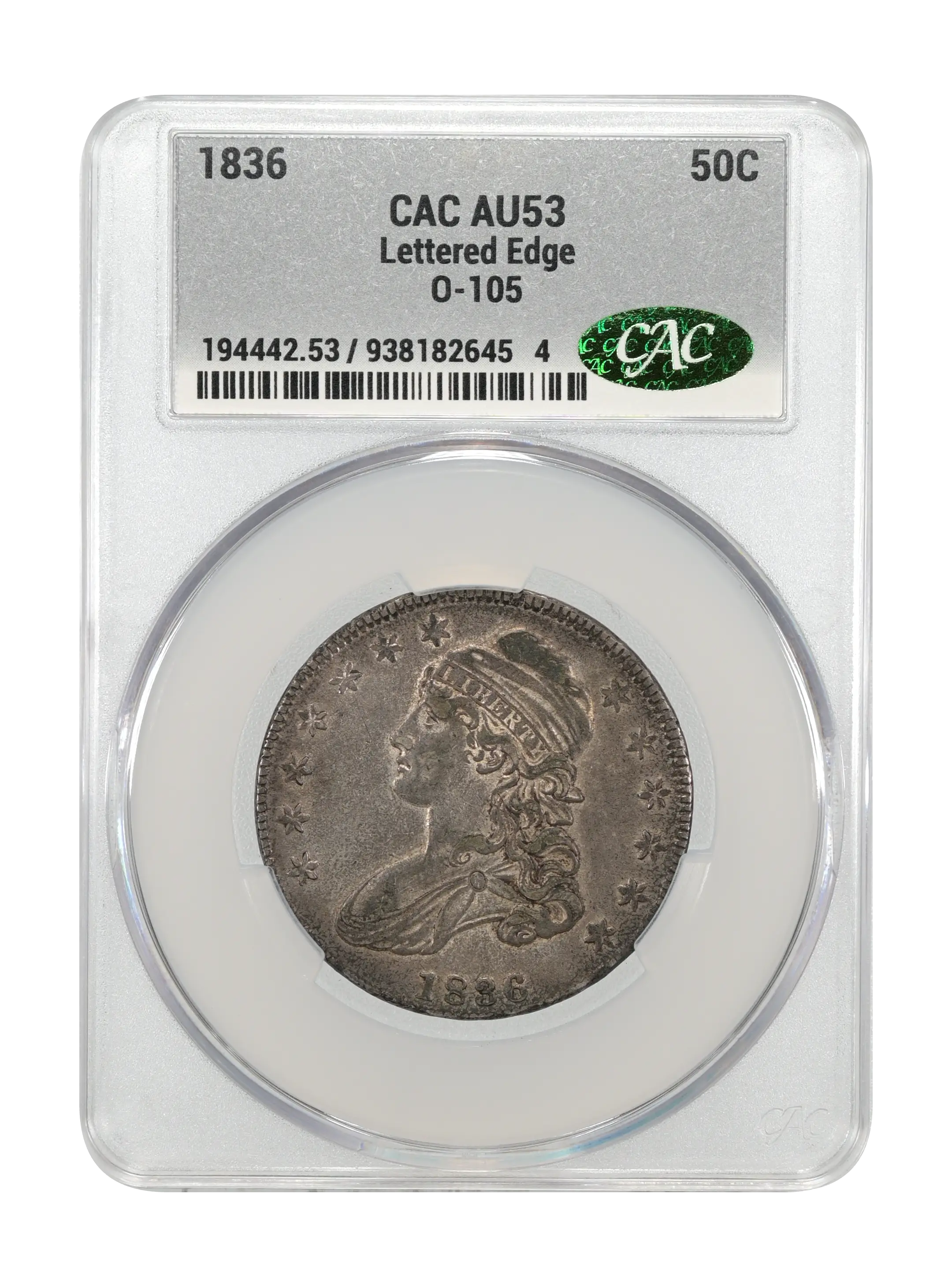 1836 50c Lettered Edge, O-105 MS thumbnail 7
