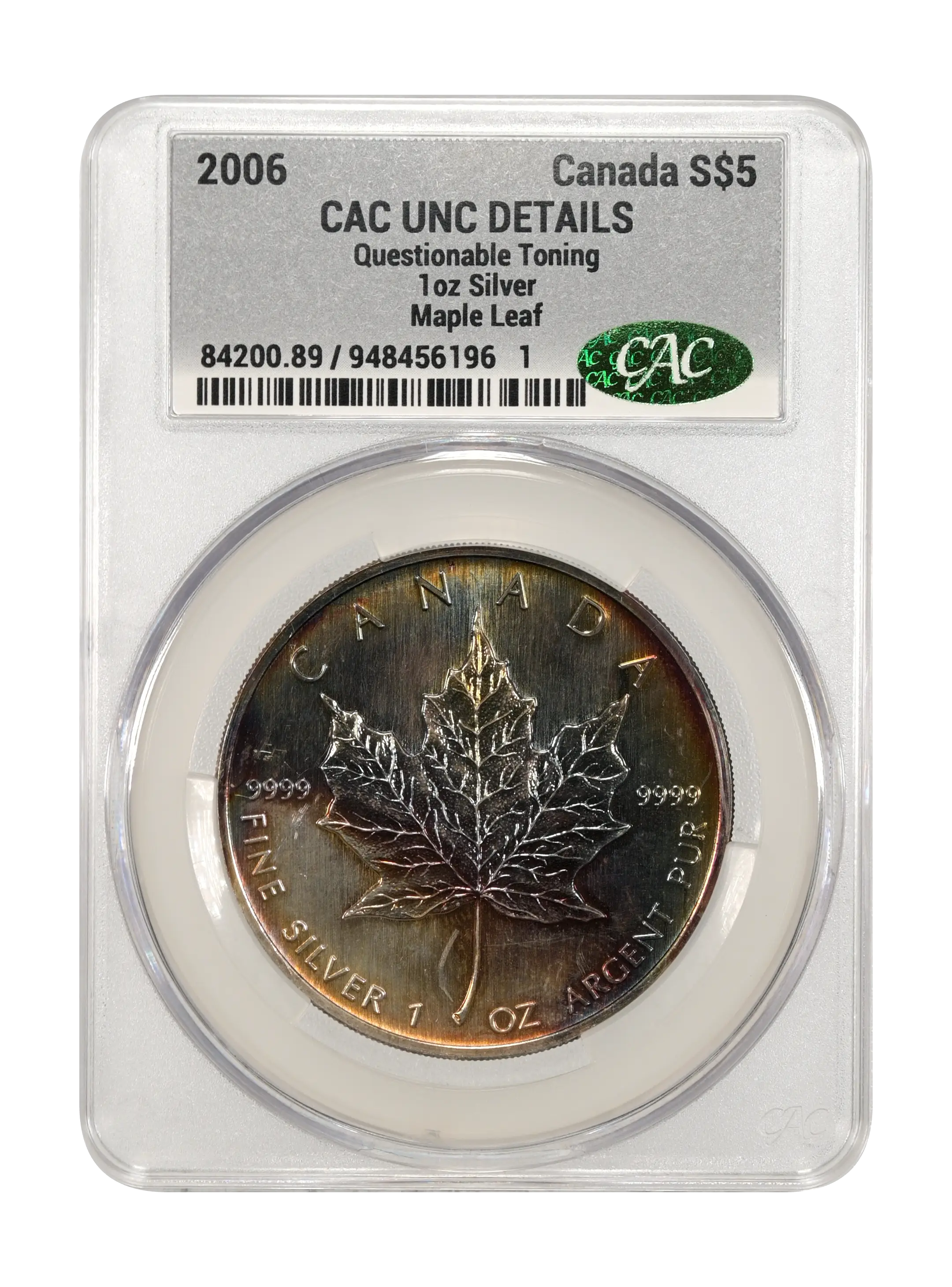2006 S$5 1oz Silver, Maple Leaf MS