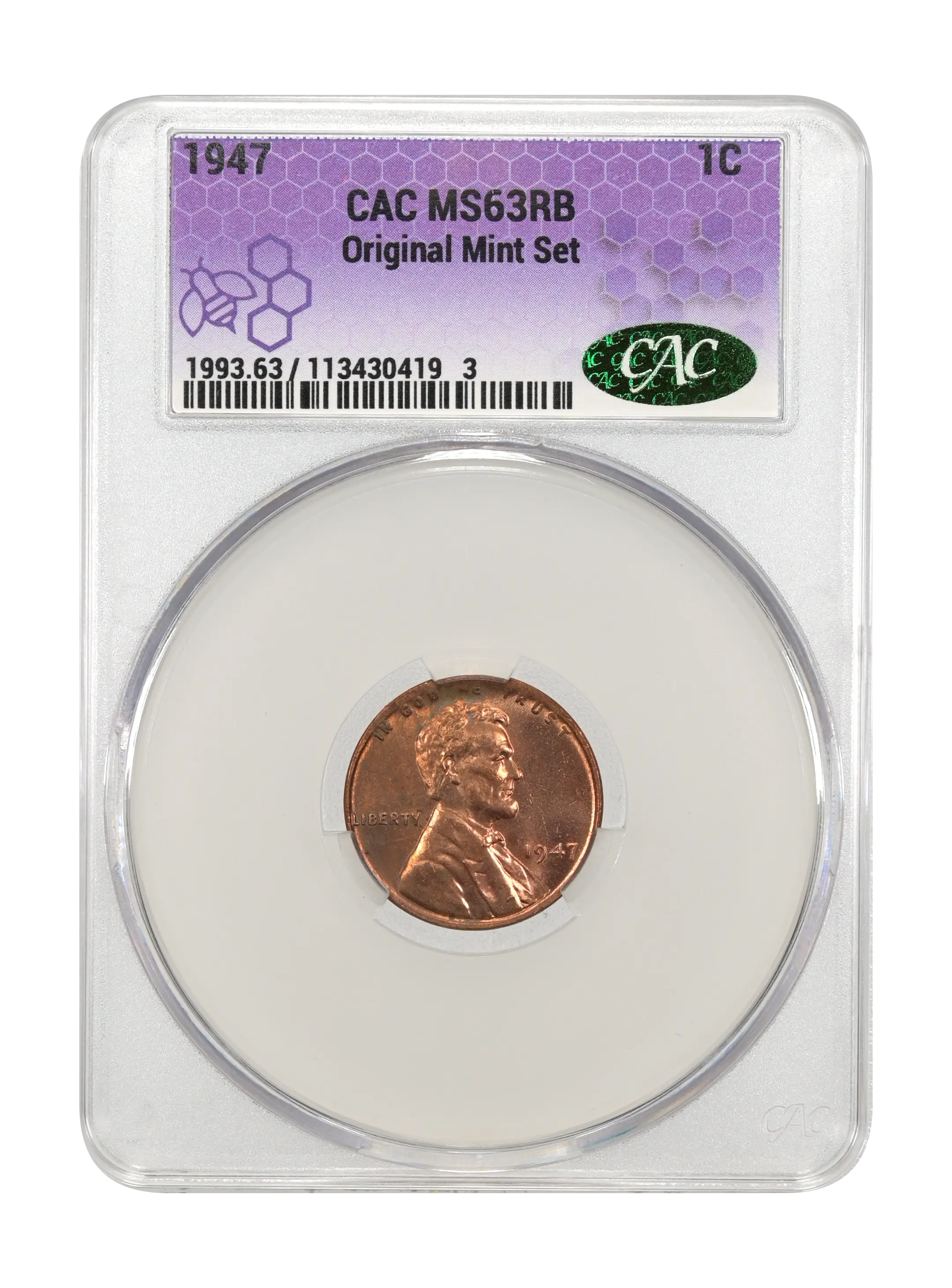 1947 1c Doubled Die Obverse, FS-101 MS RB MS63 RB thumbnail 5