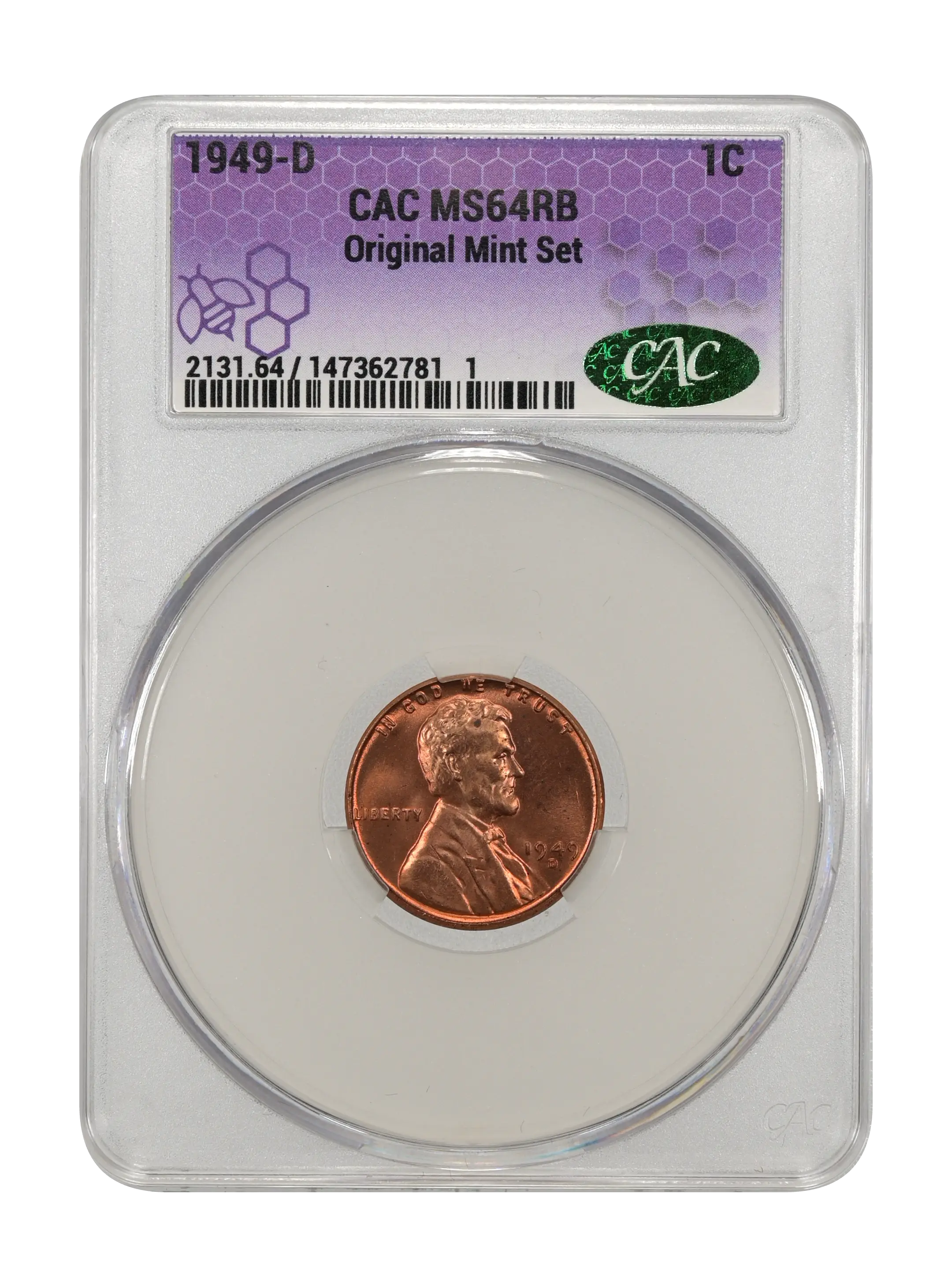 1949-D/D 1c Repunched Mintmark, FS-501 MS RB MS63 RB thumbnail 3