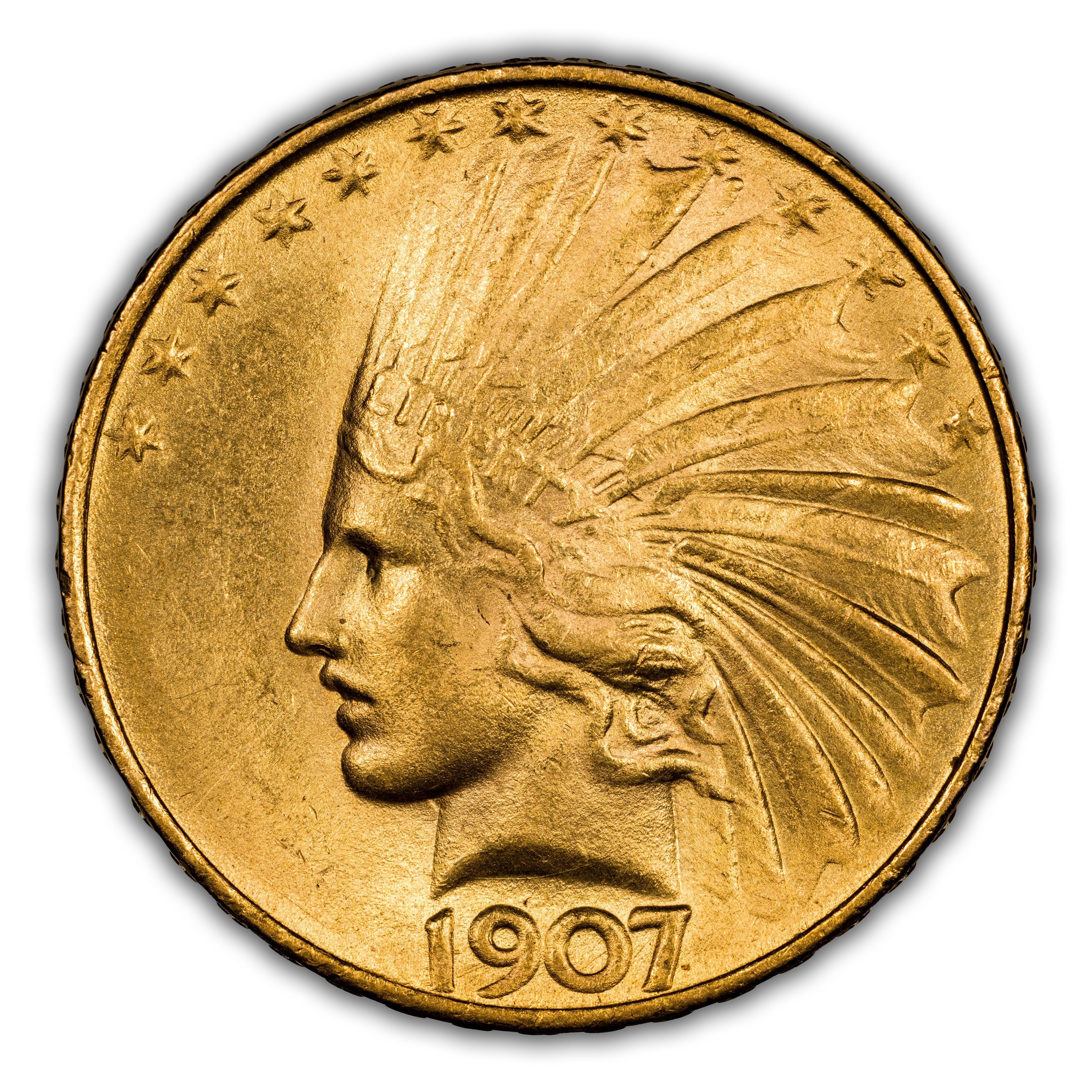 1907 $10 Rolled Edge MS
