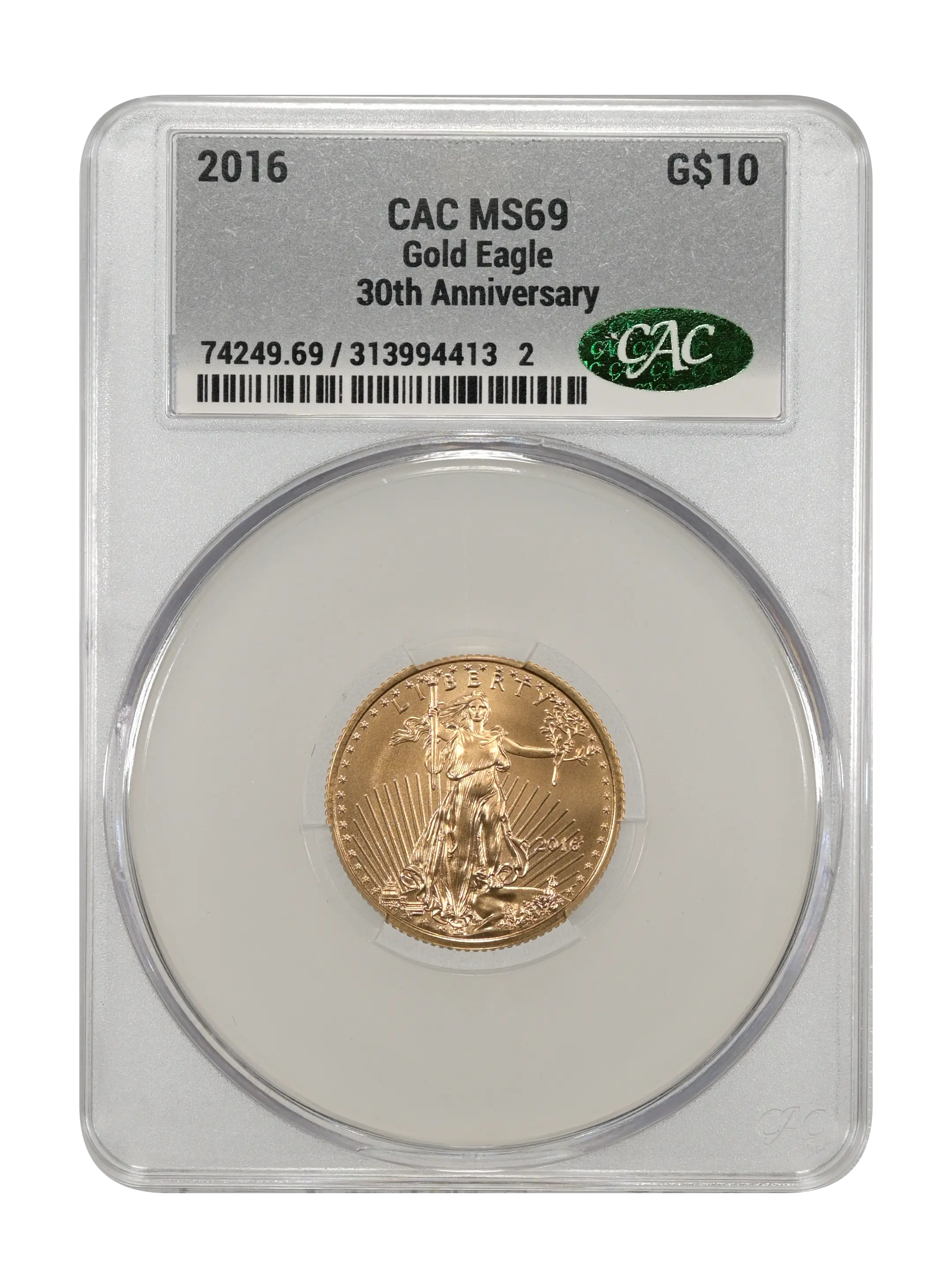 2016 $10  Gold Eagle, 30th Anniversary MS thumbnail 2