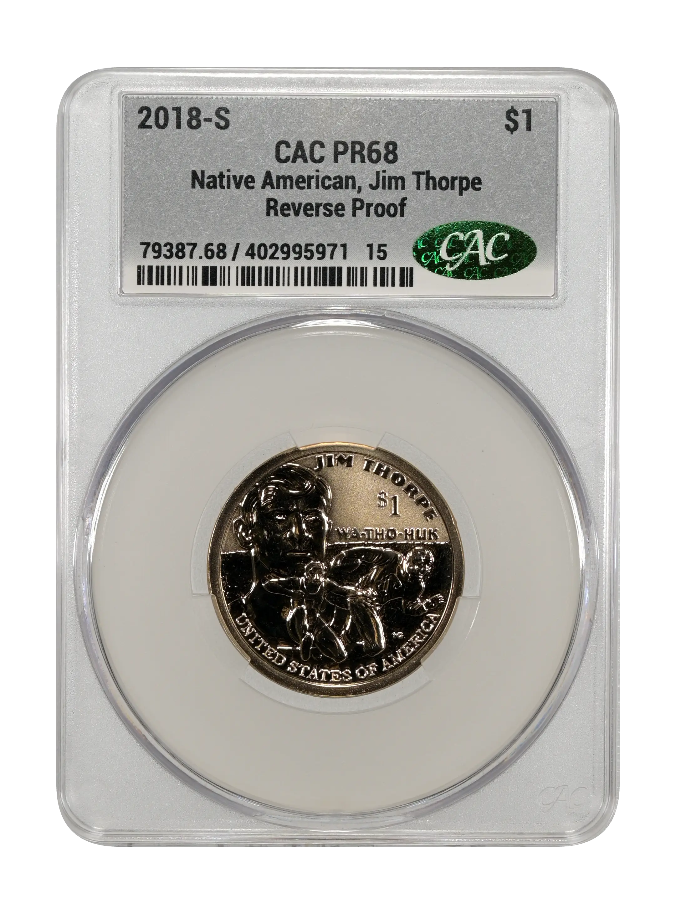2018-S $1  Native American, Jim Thorpe, Reverse Proof PR thumbnail 4