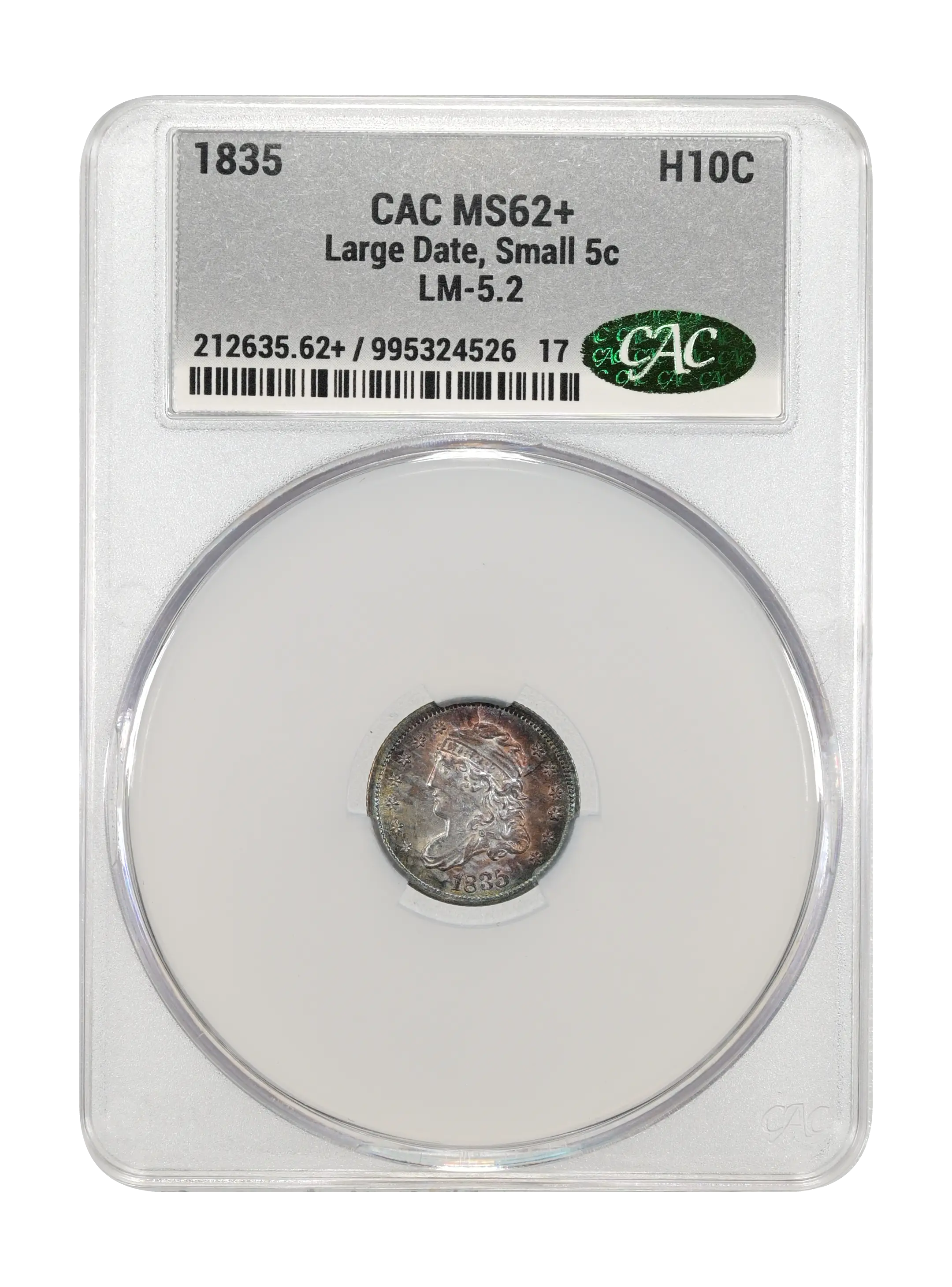 1835 H10c Large Date, Small 5c, LM-5.2 MS thumbnail 7