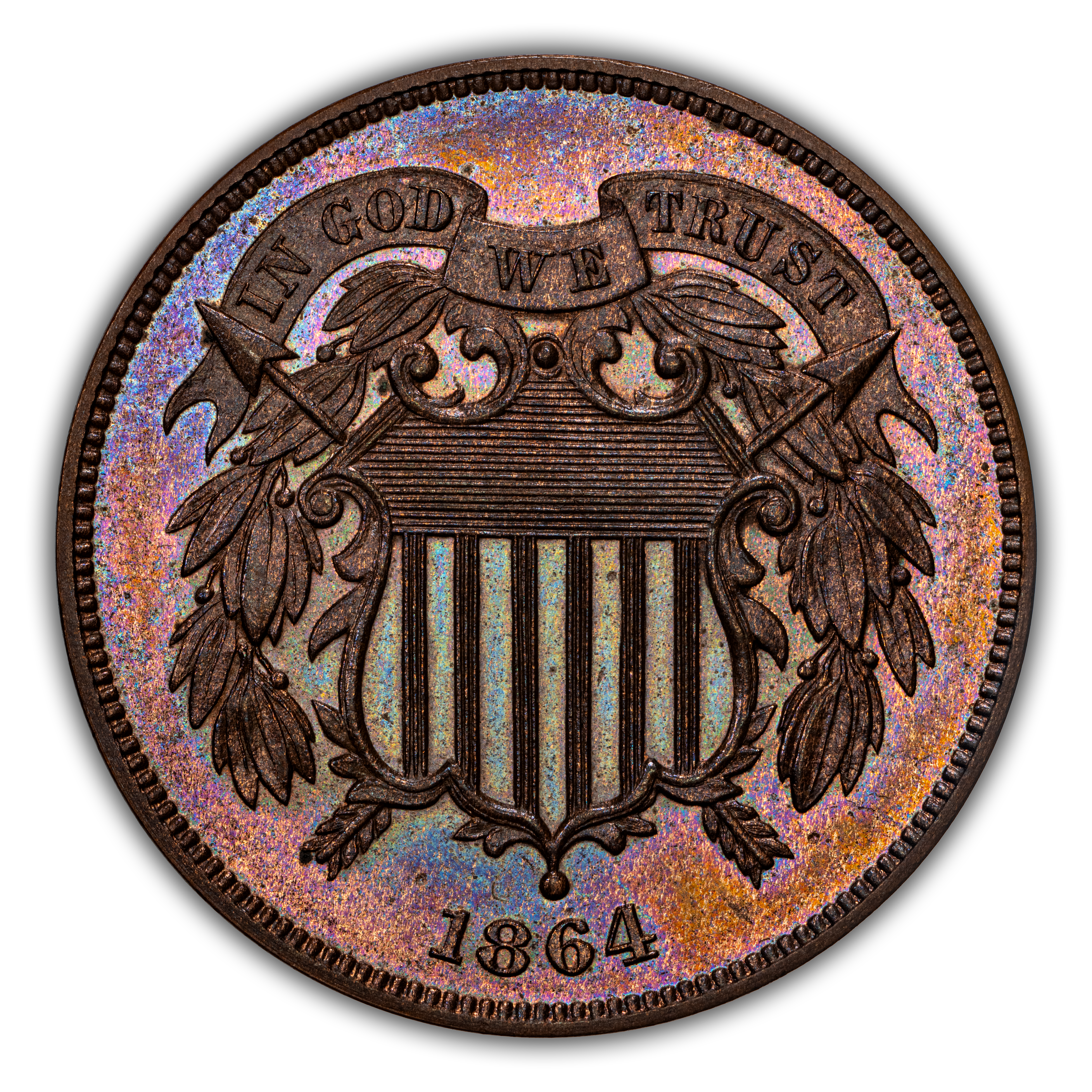 1864 2c Large Motto PR BN
