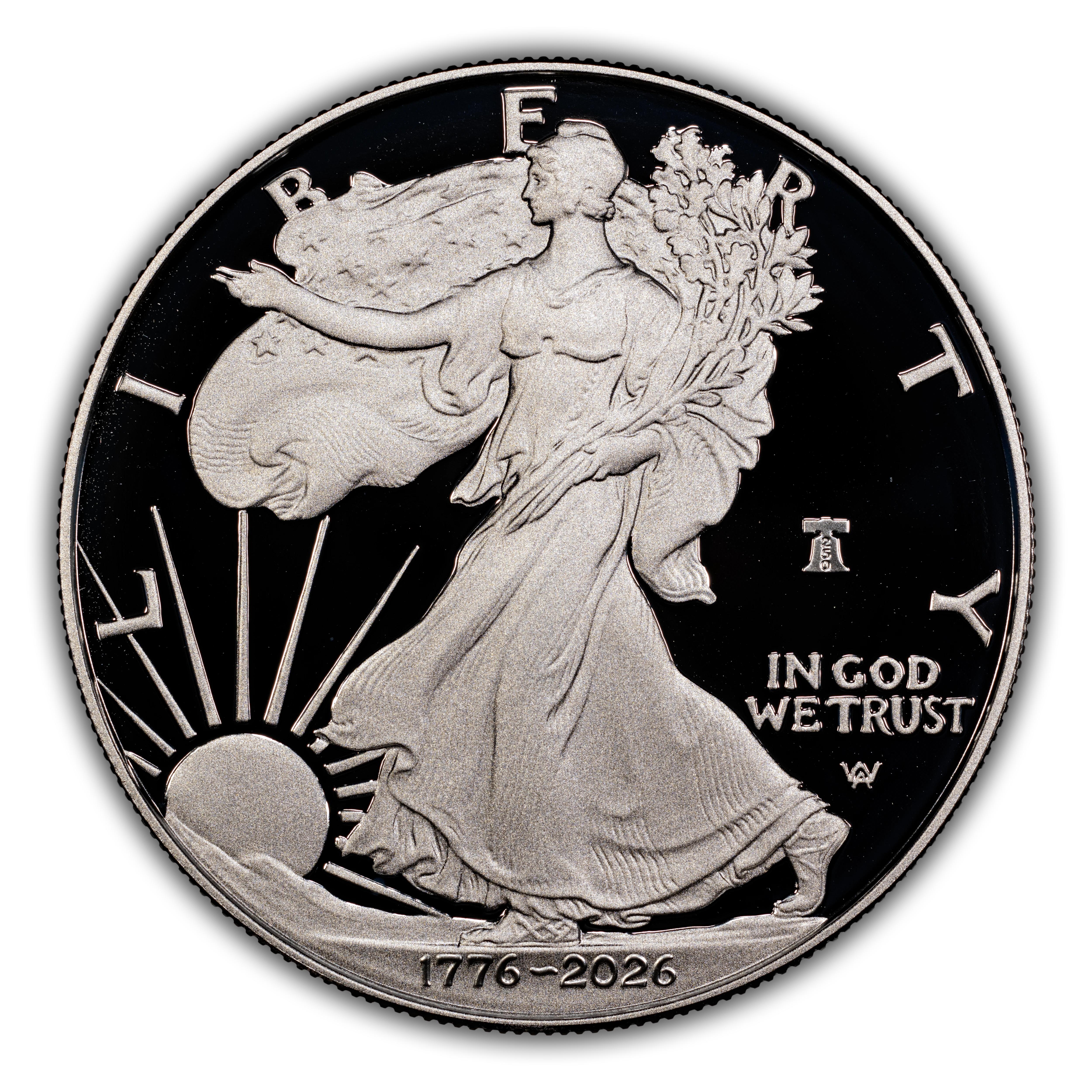 1776~2026-W $1  Silver Eagle, Liberty Bell Privy, 250th Anniversary PR DCAM thumbnail 3