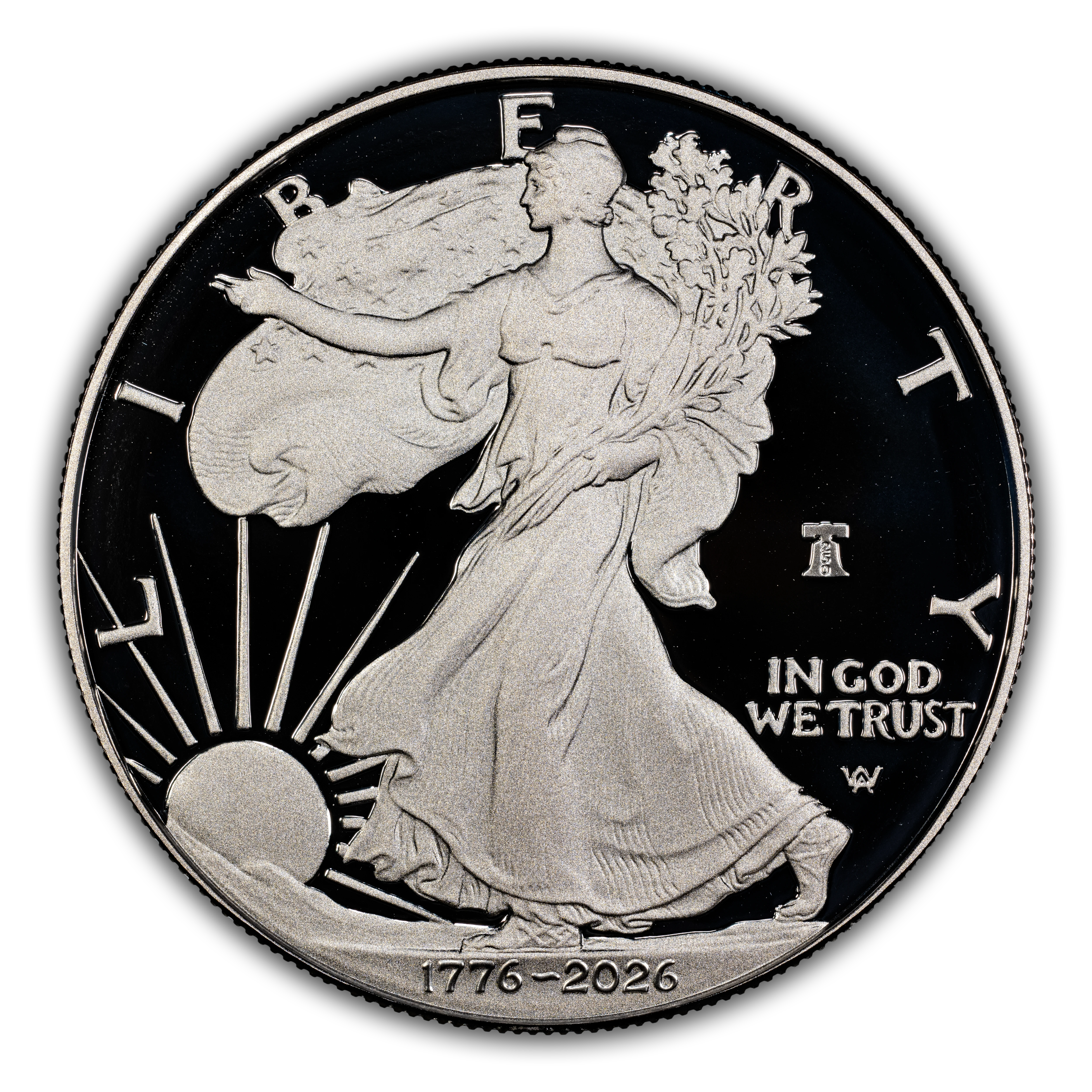 1776~2026-W $1  Silver Eagle, Liberty Bell Privy, 250th Anniversary PR DCAM thumbnail 4