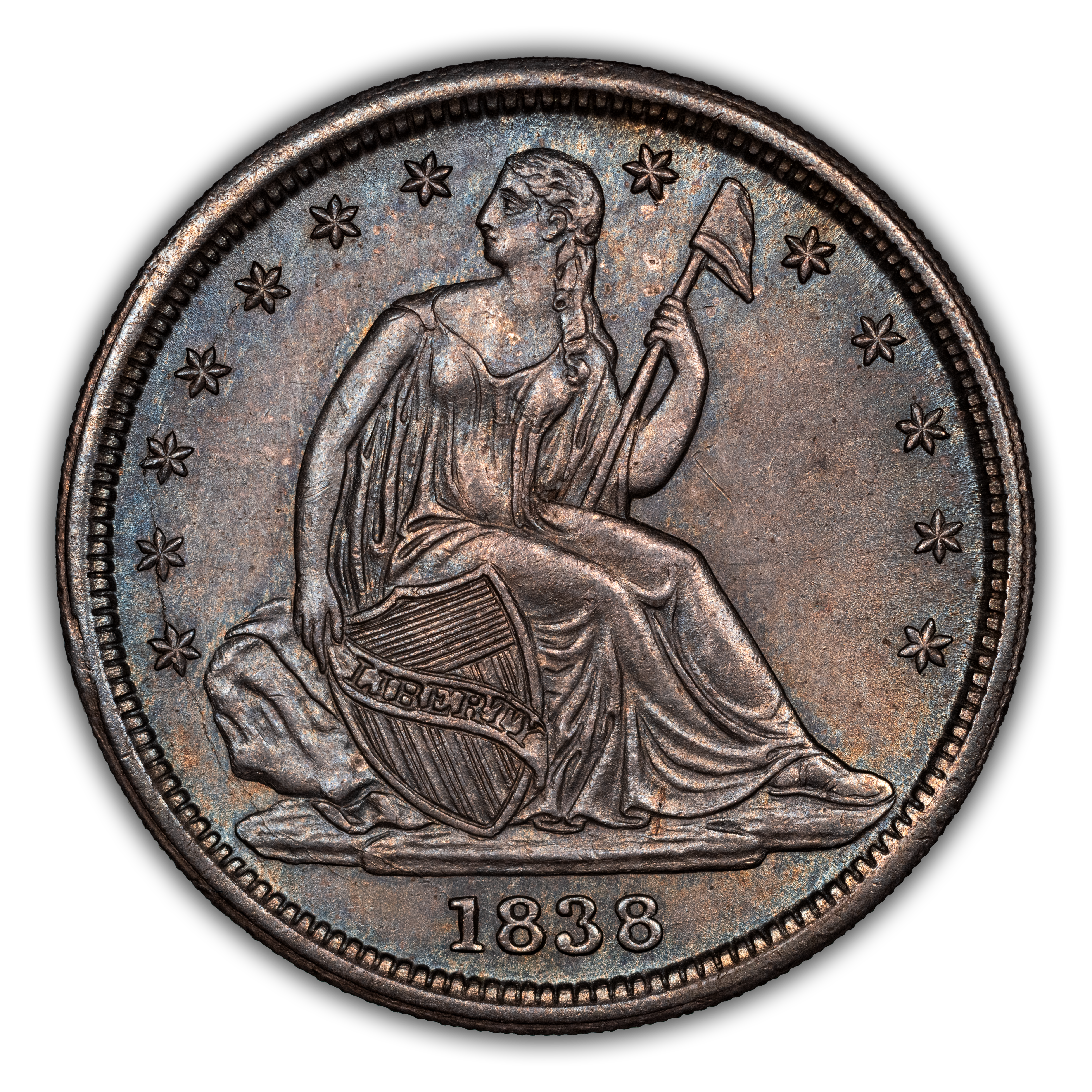 1838 10c No Drapery, Small Stars MS thumbnail 6
